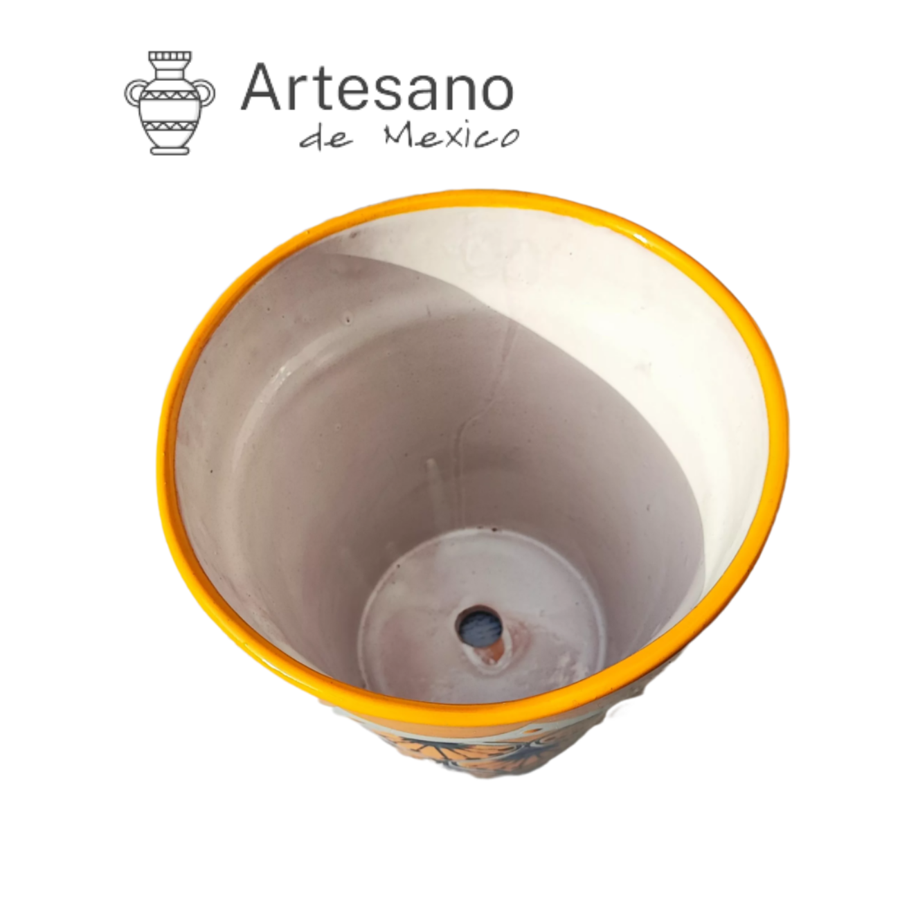 Talavera – style conica flower pot