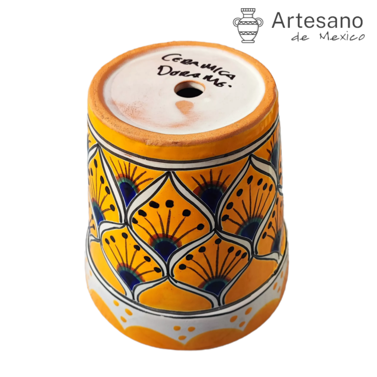 Talavera – style conica flower pot