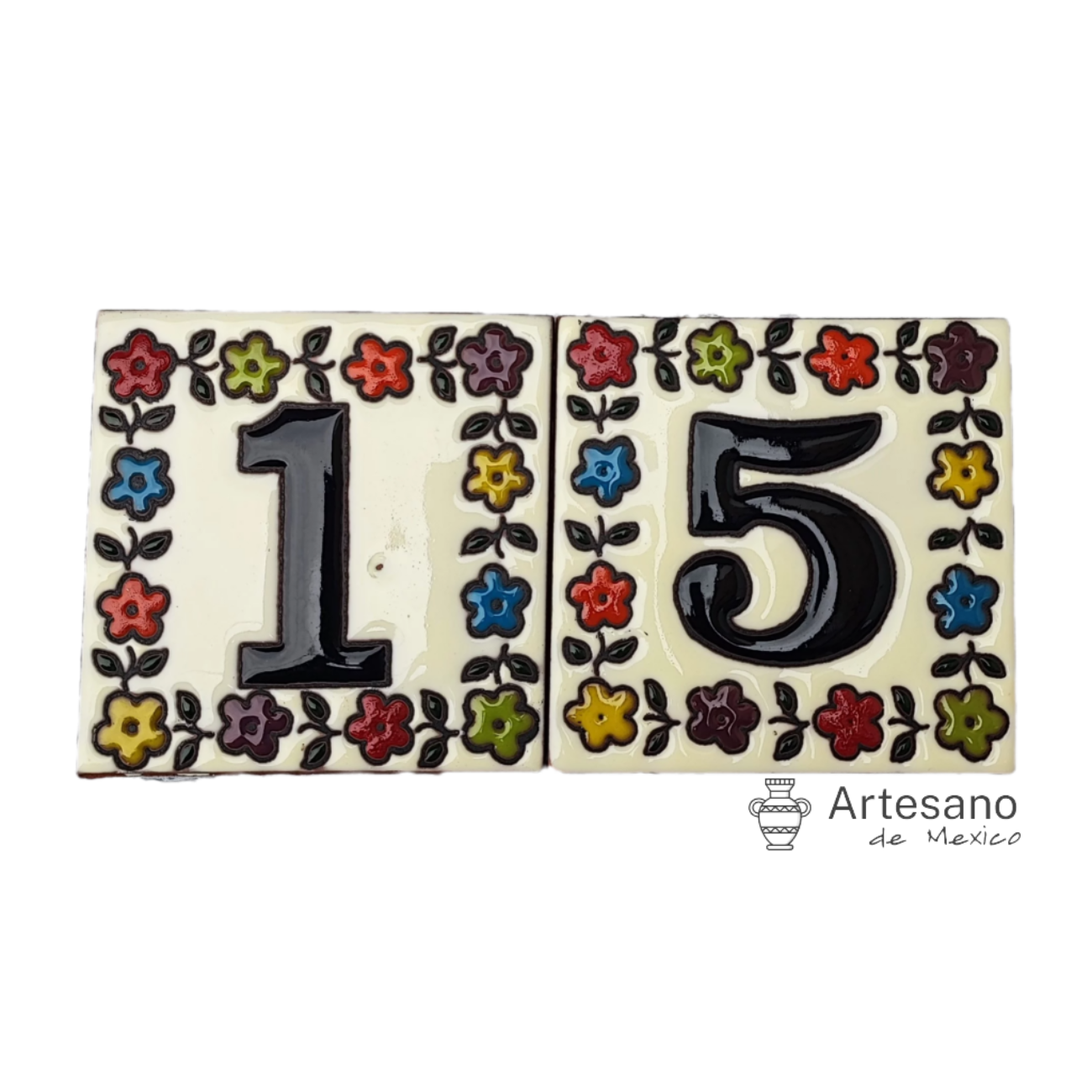 HAND-PAINTED MULTI COLOUR MEXICAN HOUSE NUMBER TILES