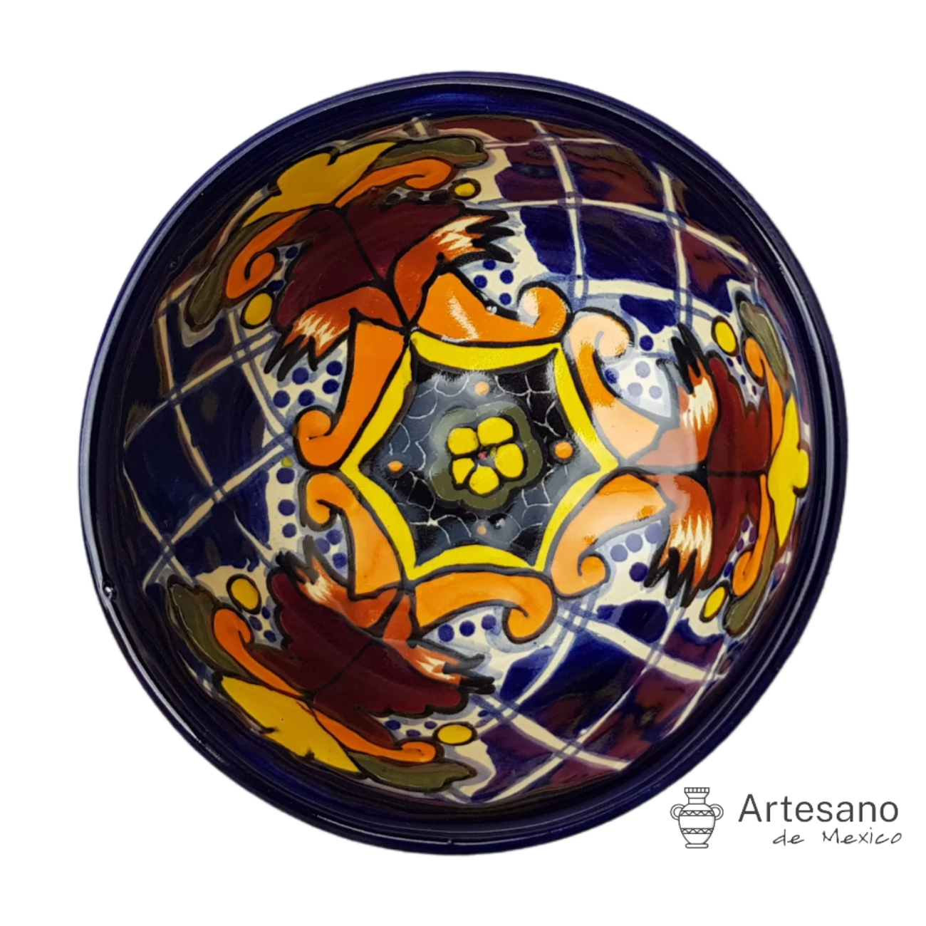 Talavera-style 3-legged salsa bowl with ladle