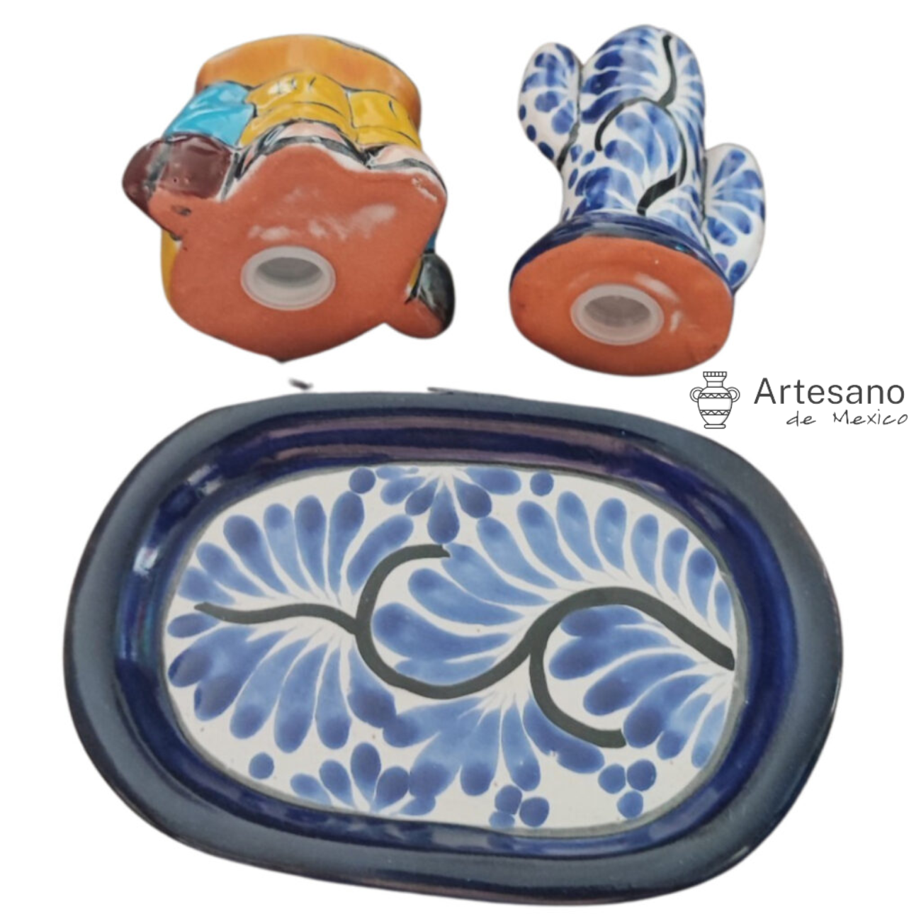 Talavera-style salt and pepper shaker set