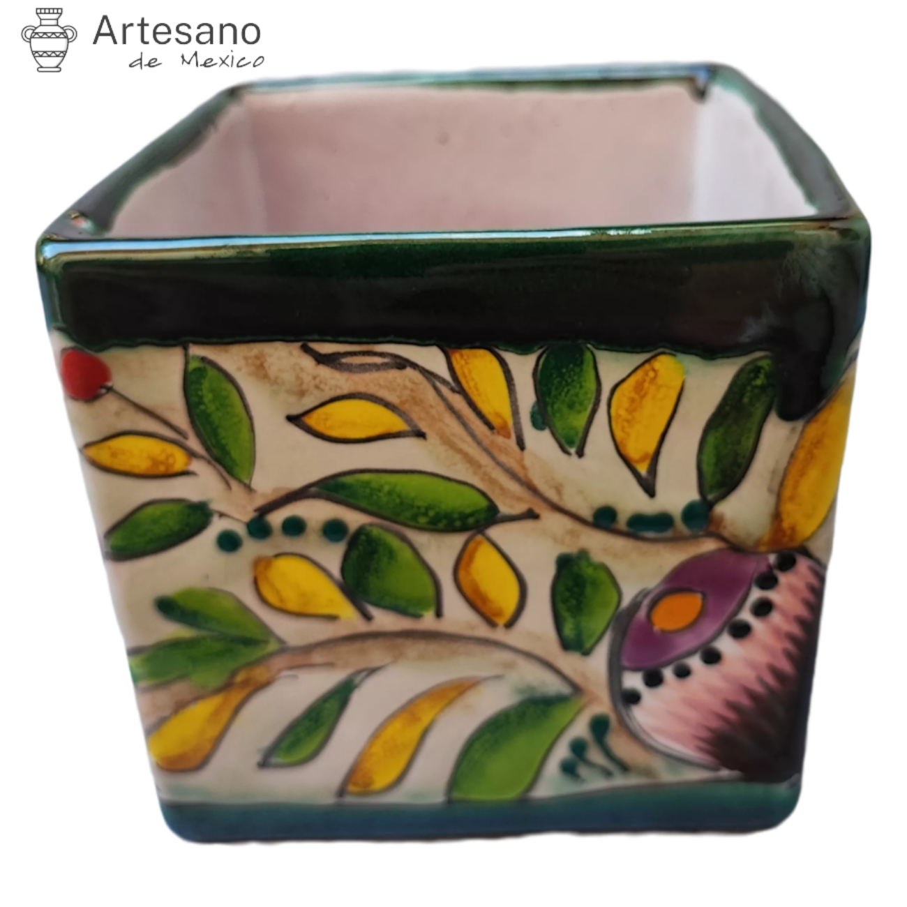 Talavera - style Square mini flower pot