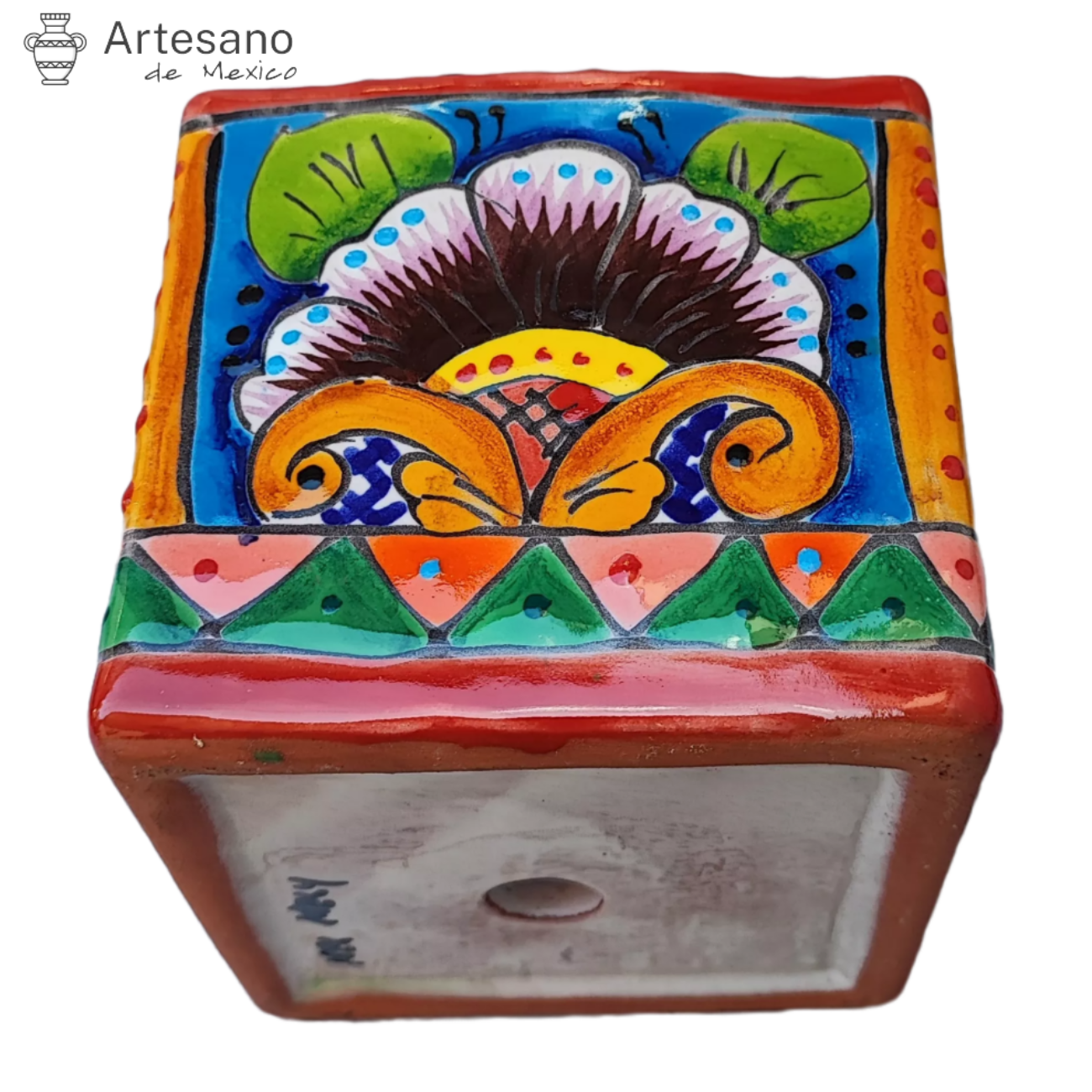 Talavera - style Square mini flower pot