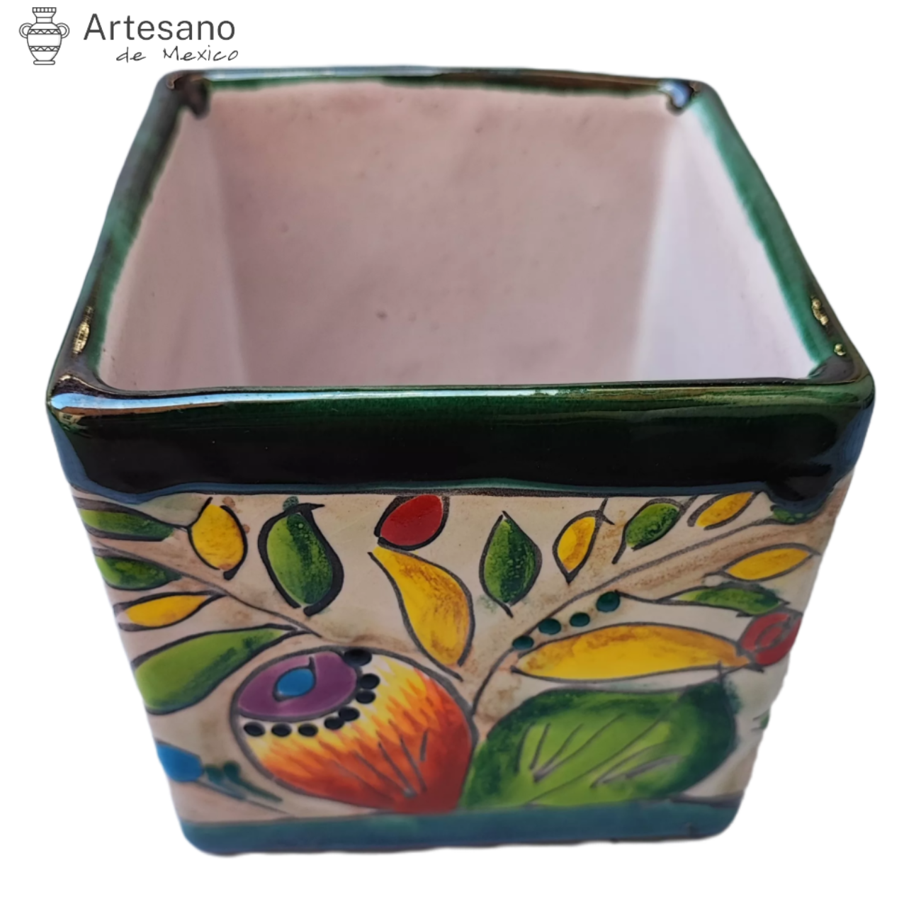 Talavera - style Square mini flower pot