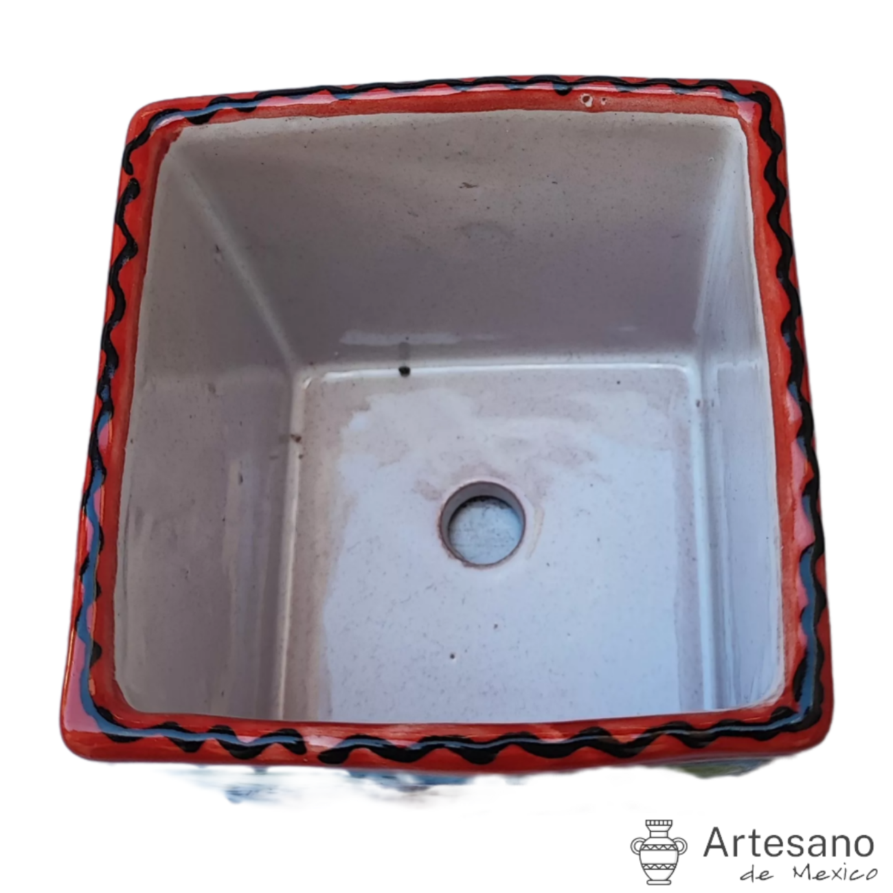 Talavera - style Square mini flower pot