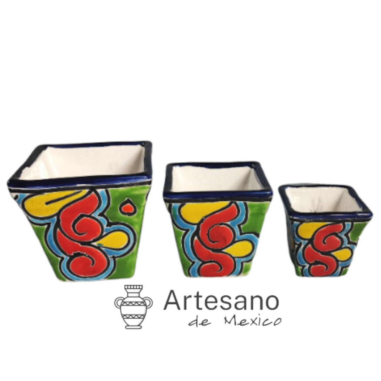 Talavera -style Piramid Mini Pot set