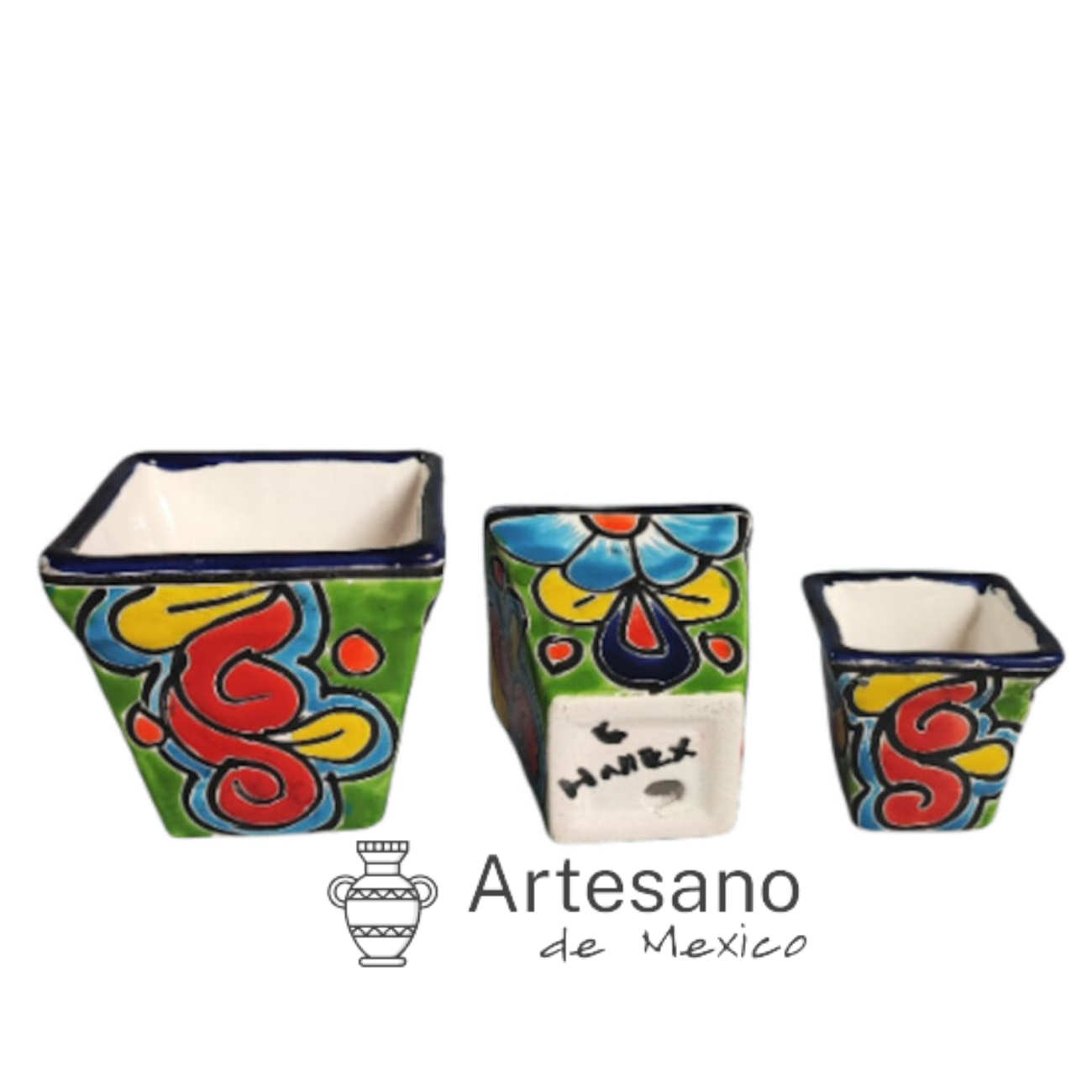 Talavera -style Piramid Mini Pot set