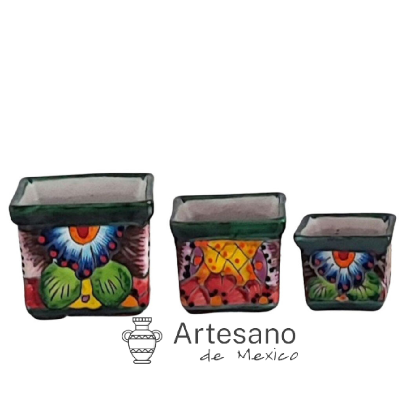 Talavera -style Square Mini Pot set