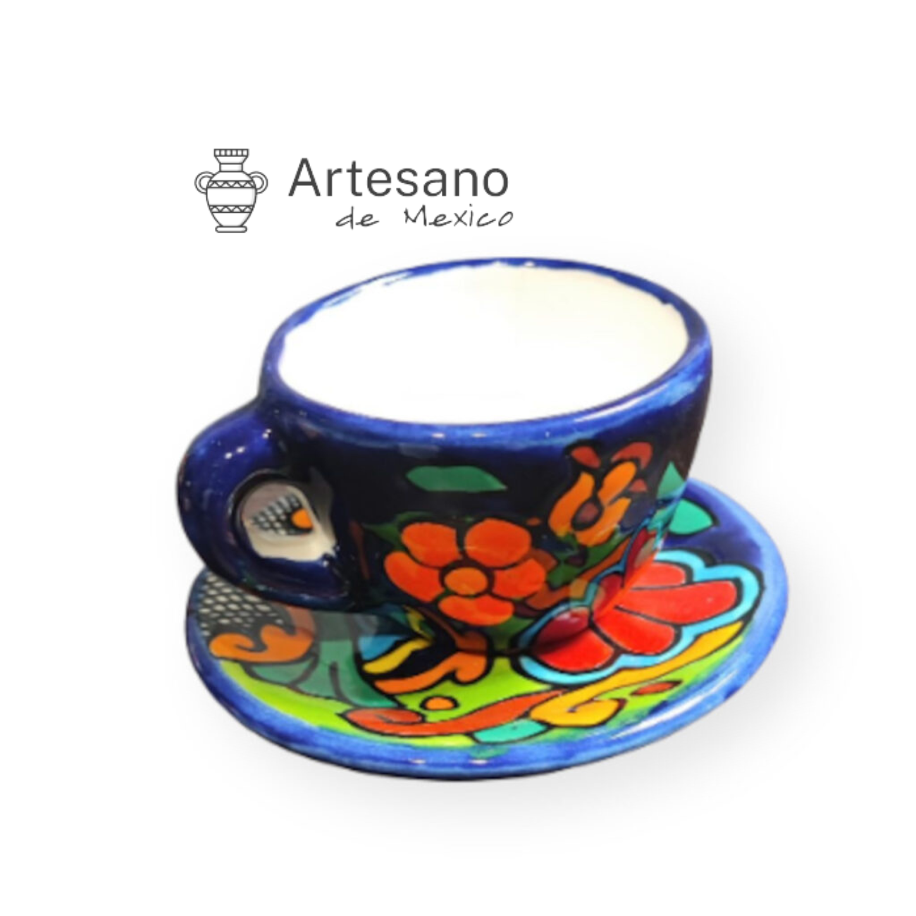 Talavera- Style Hand Painted Espresso Cup