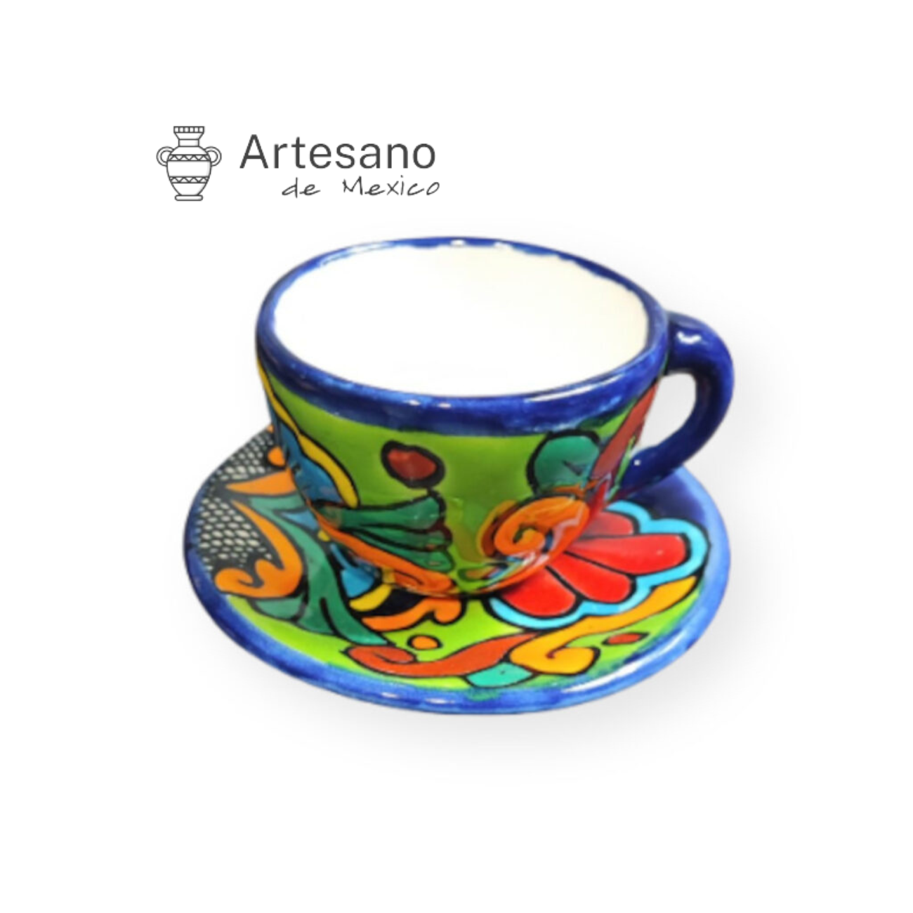 Talavera- Style Hand Painted Espresso Cup