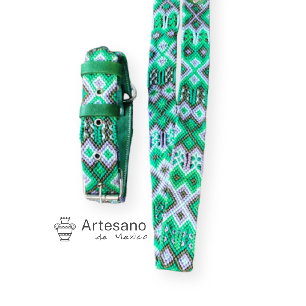 Authentic Mexican hand-woven dog collar with leash
