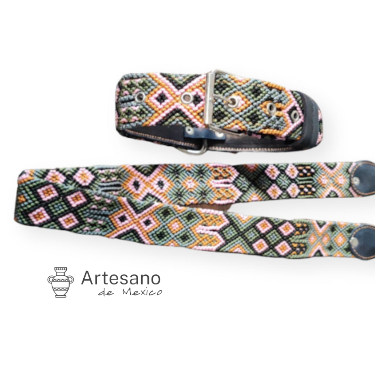 Authentic Mexican hand-woven dog collar with leash