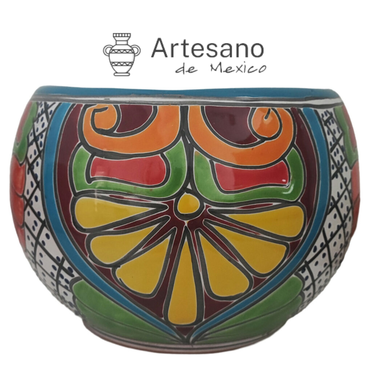 Talavera - style Hemisphere Shape Flower Pot