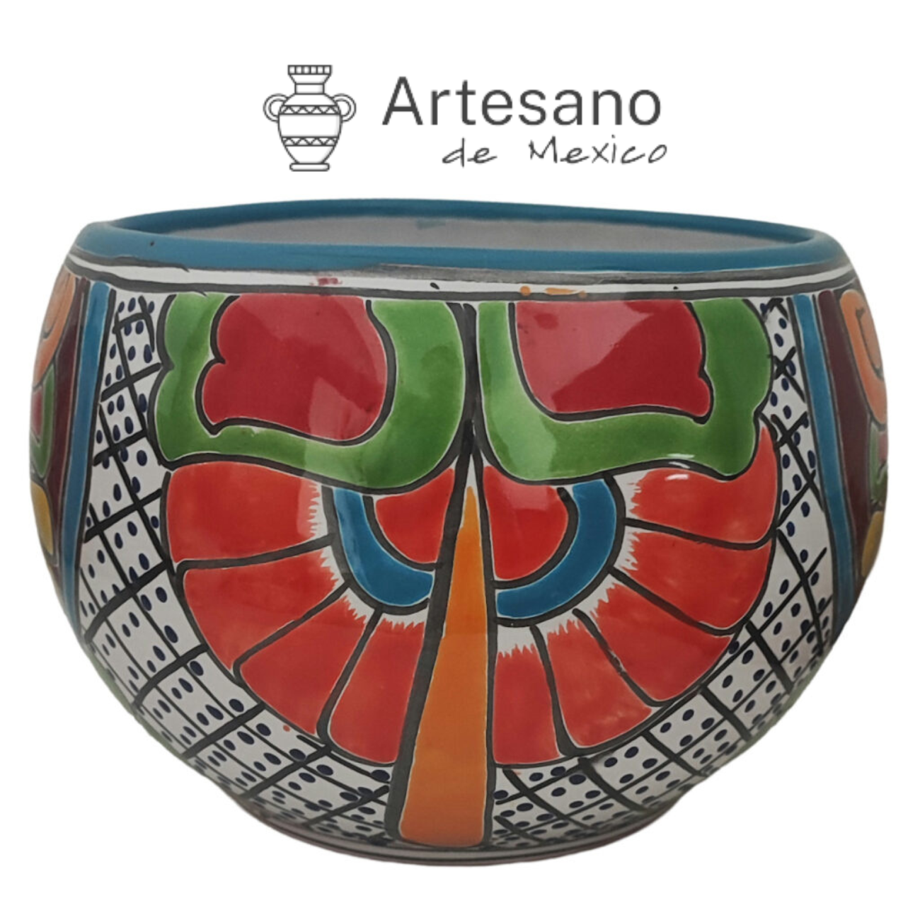 Talavera - style Hemisphere Shape Flower Pot