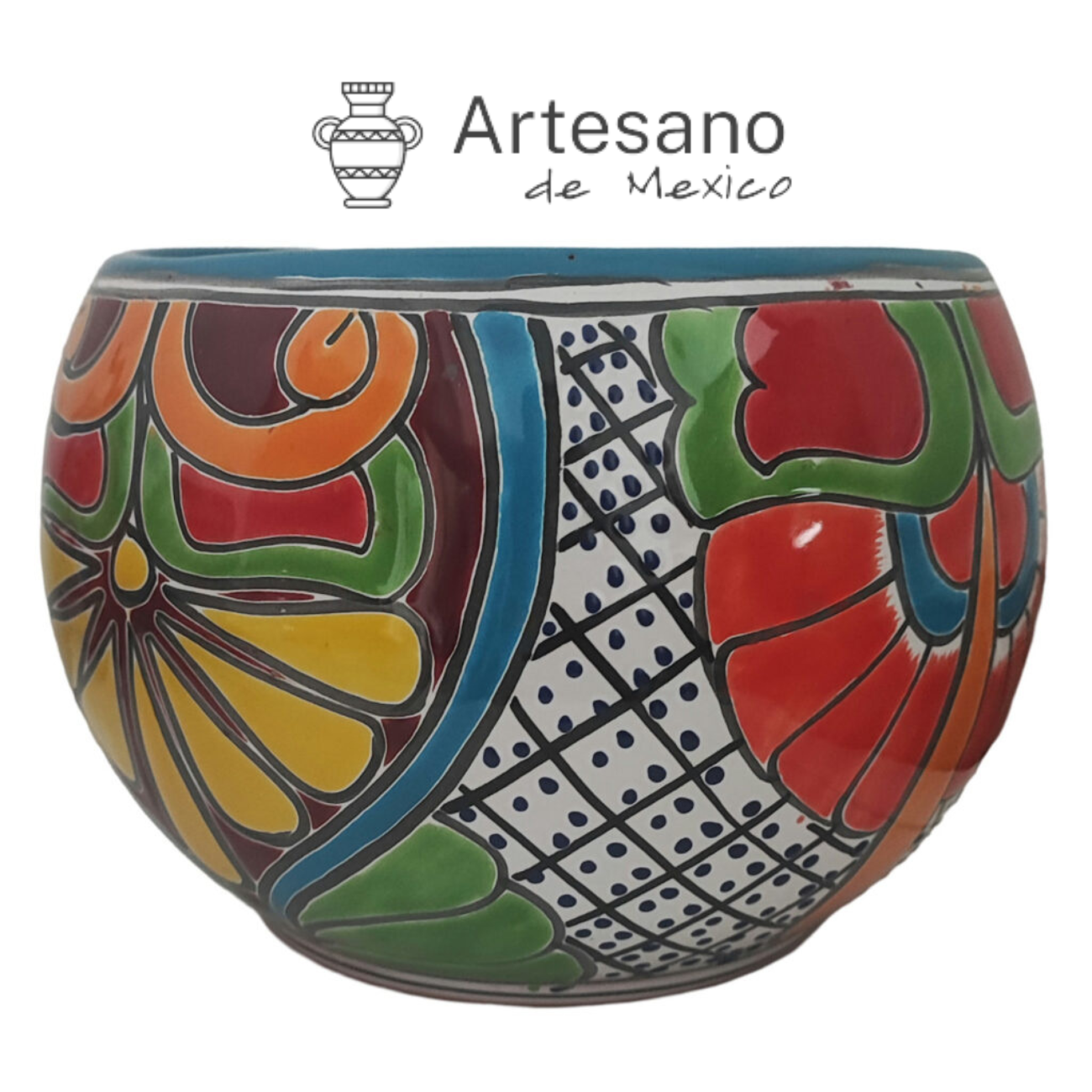 Talavera - style Hemisphere Shape Flower Pot