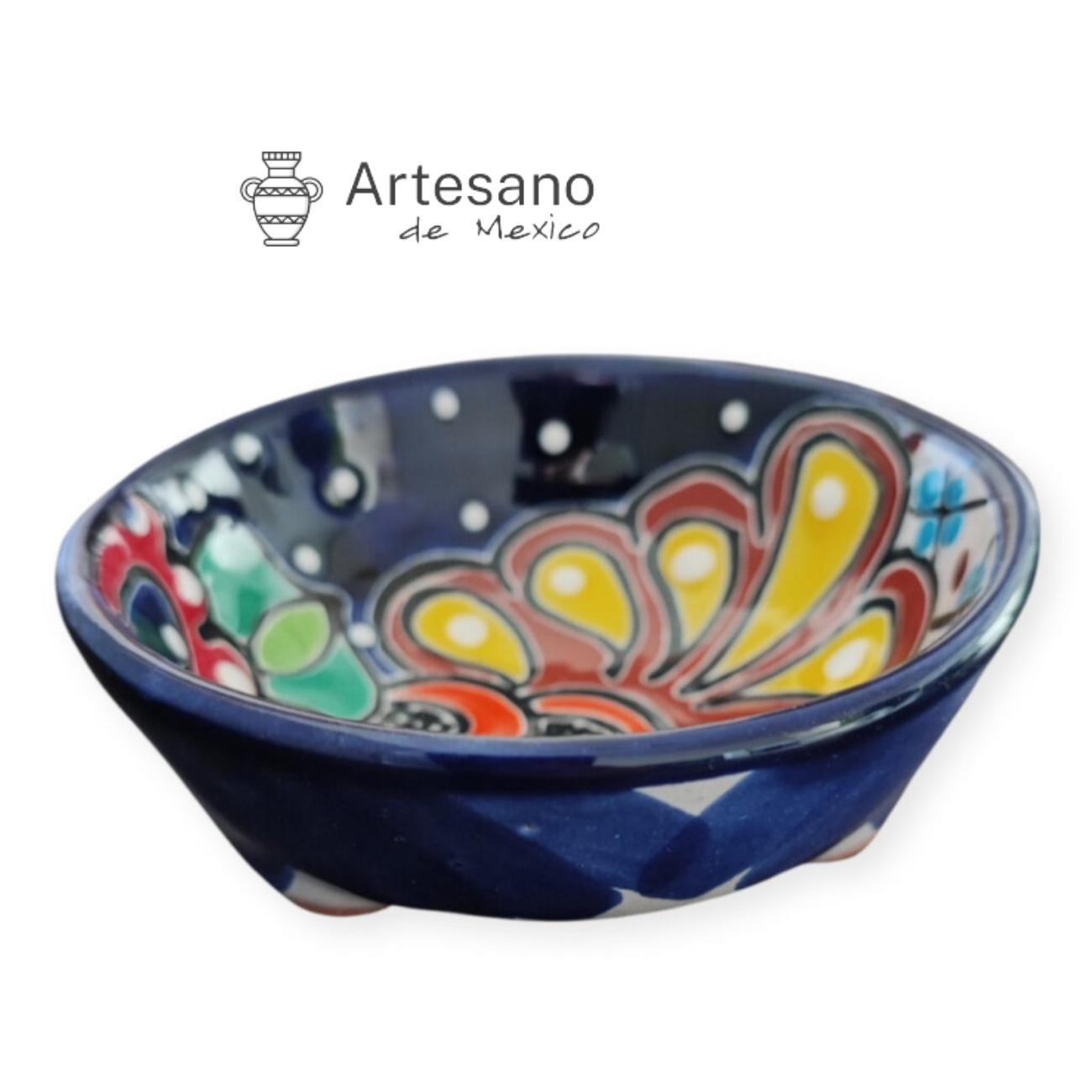 Talavera-style 3-legged mini salsa bowl