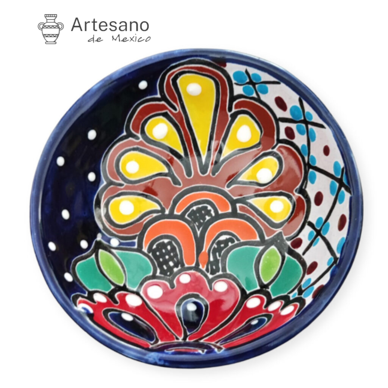 Talavera-style 3-legged mini salsa bowl