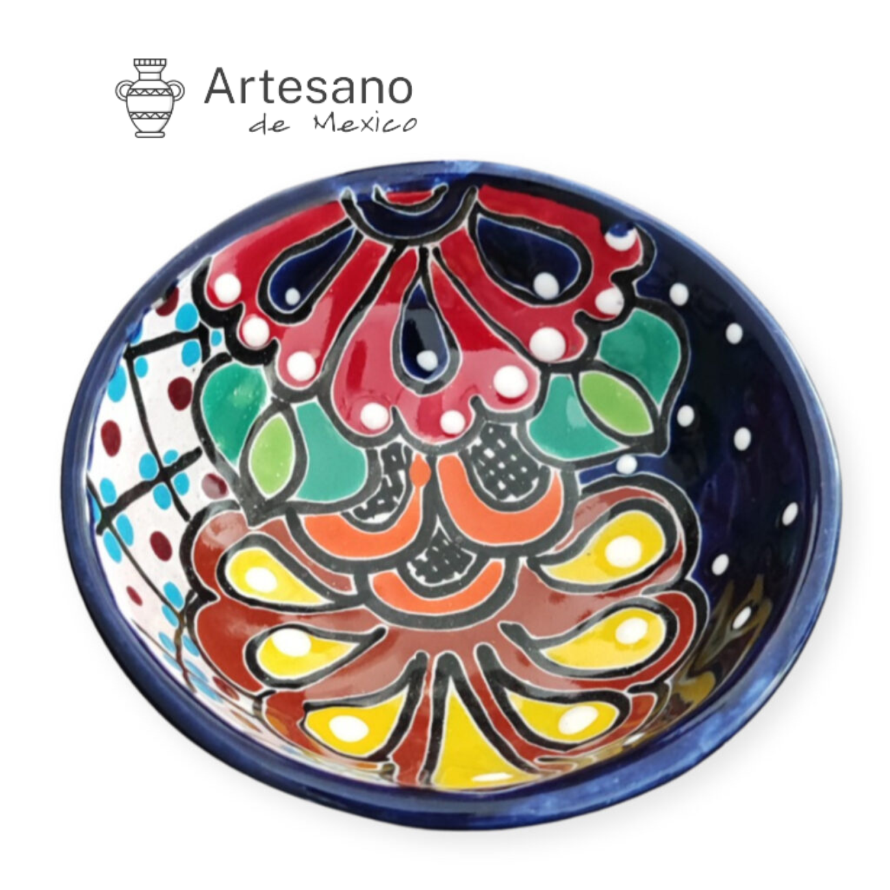 Talavera-style 3-legged mini salsa bowl