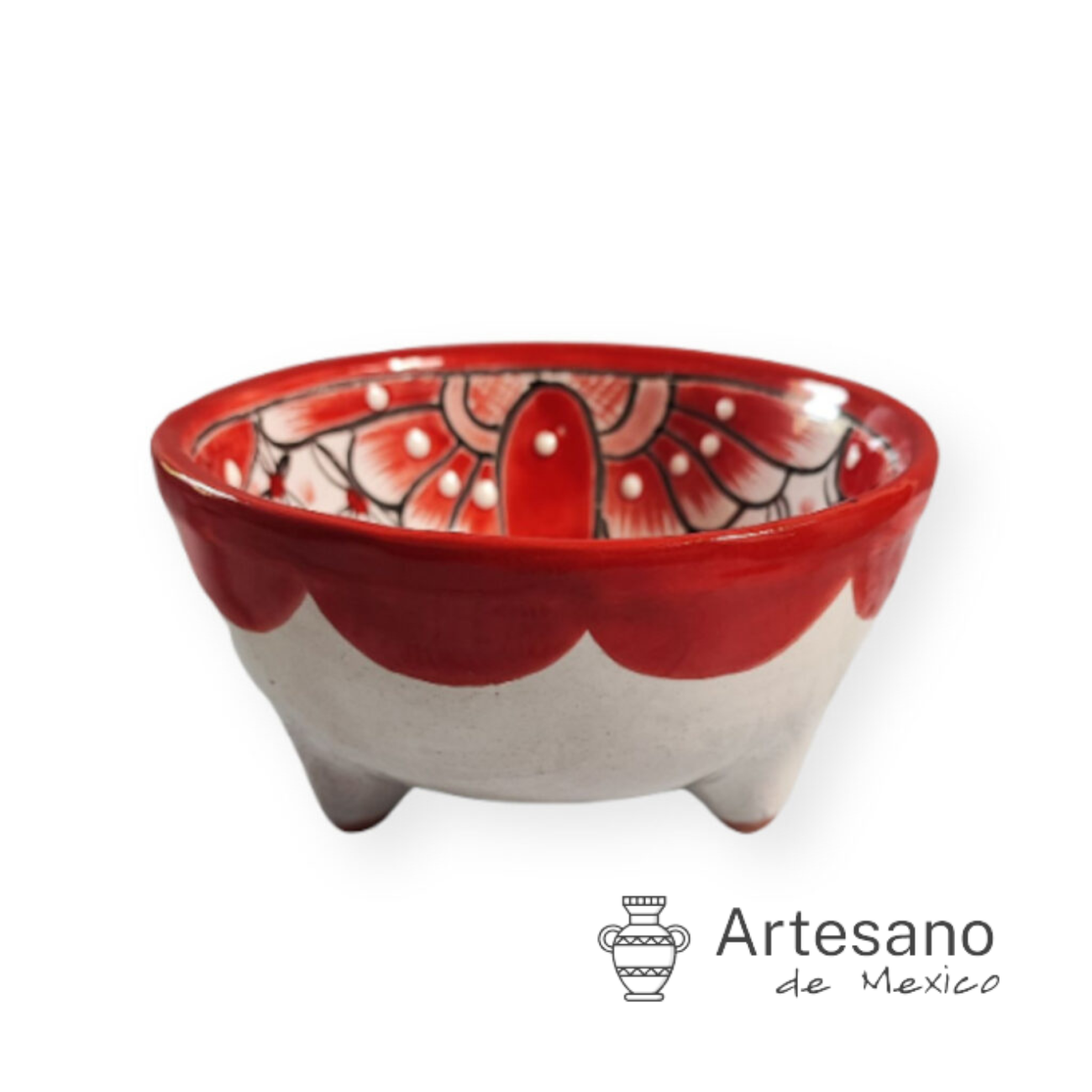 Talavera-style 3-legged salsa bowl