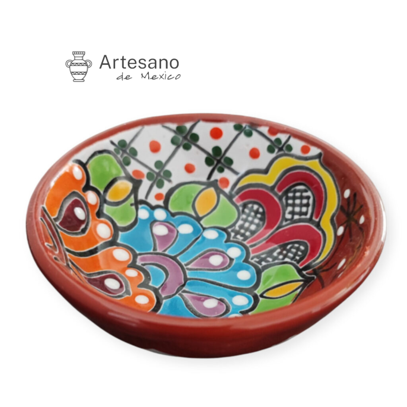 Talavera-style 3-legged mini salsa bowl