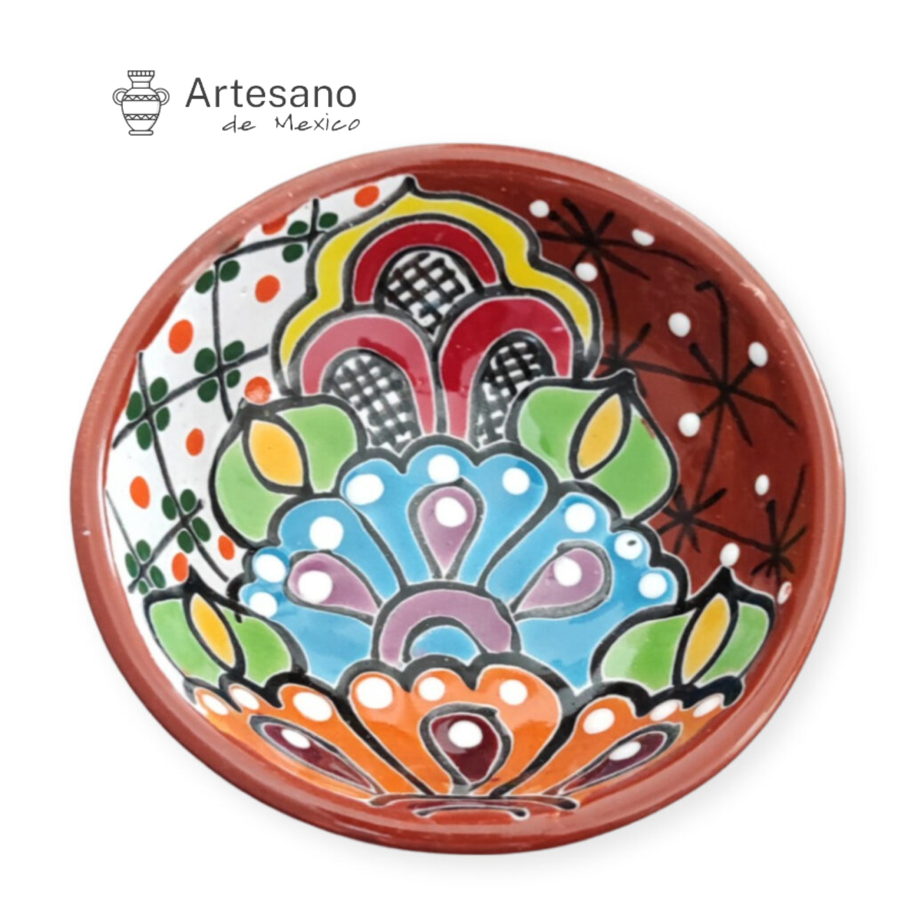Talavera-style 3-legged mini salsa bowl