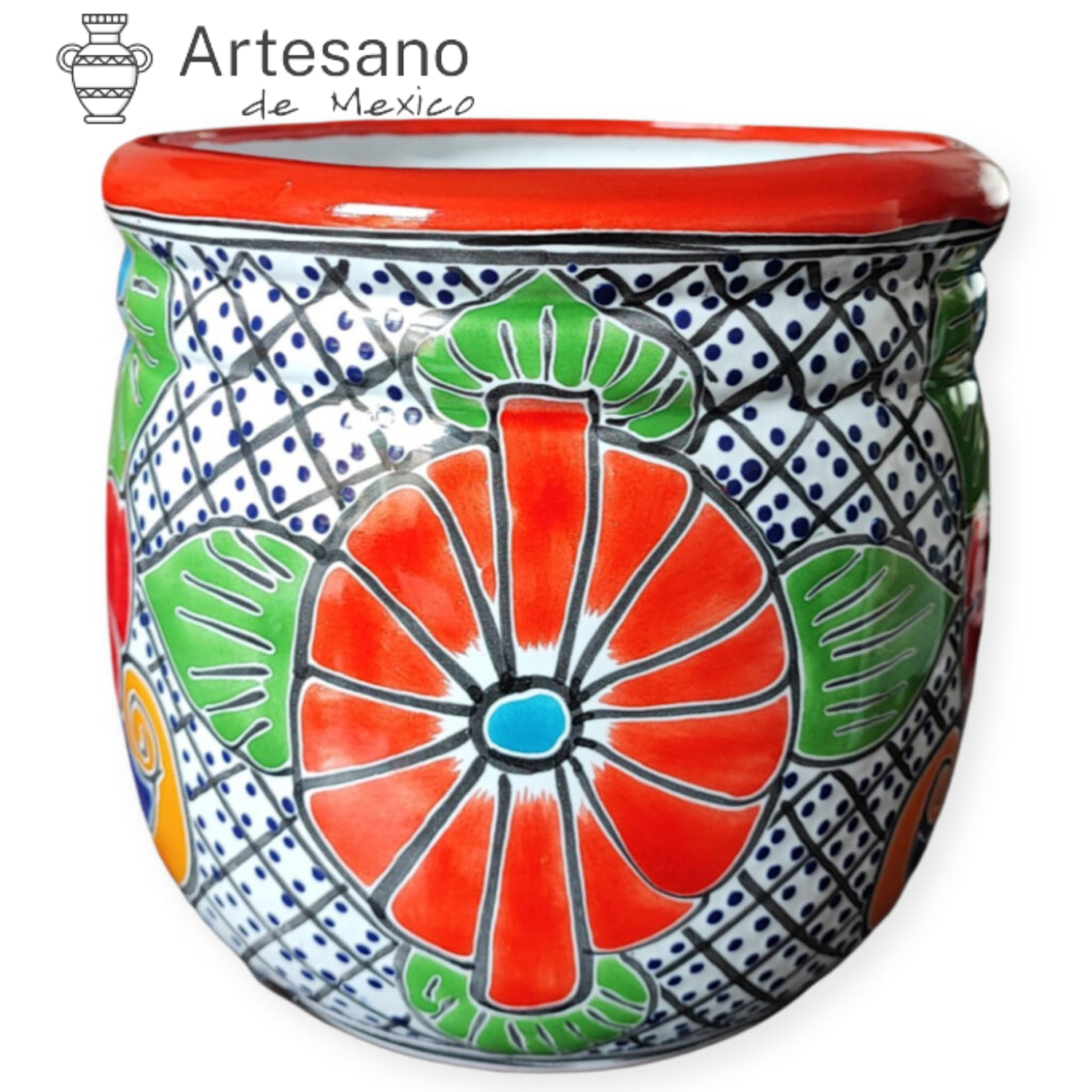 Talavera – style ” BARREL” Flower pot