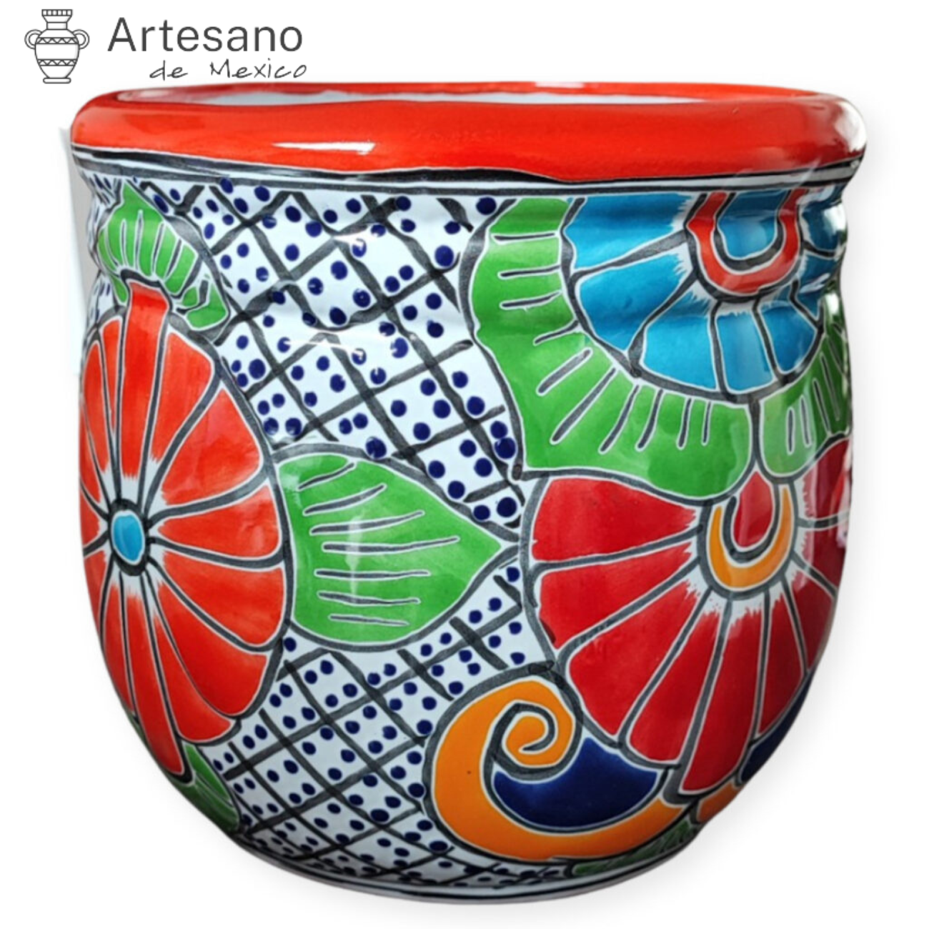 Talavera – style ” BARREL” Flower pot