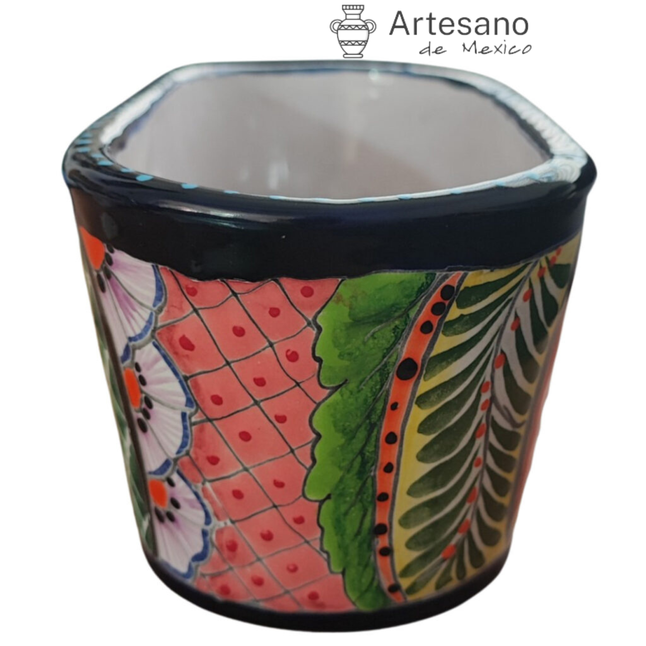 Talavera - style Oval Flower Pot