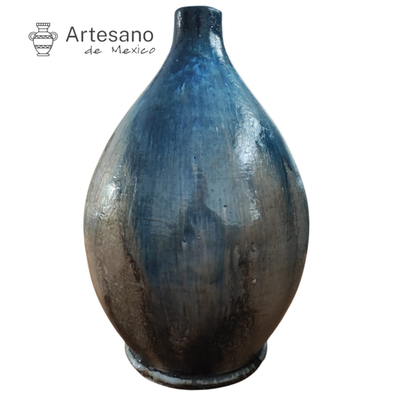 MEXICAN HAND-MADE STONE GLAZED TEARDROP VASE