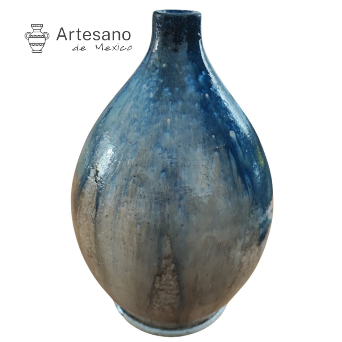 MEXICAN HAND-MADE STONE GLAZED TEARDROP VASE