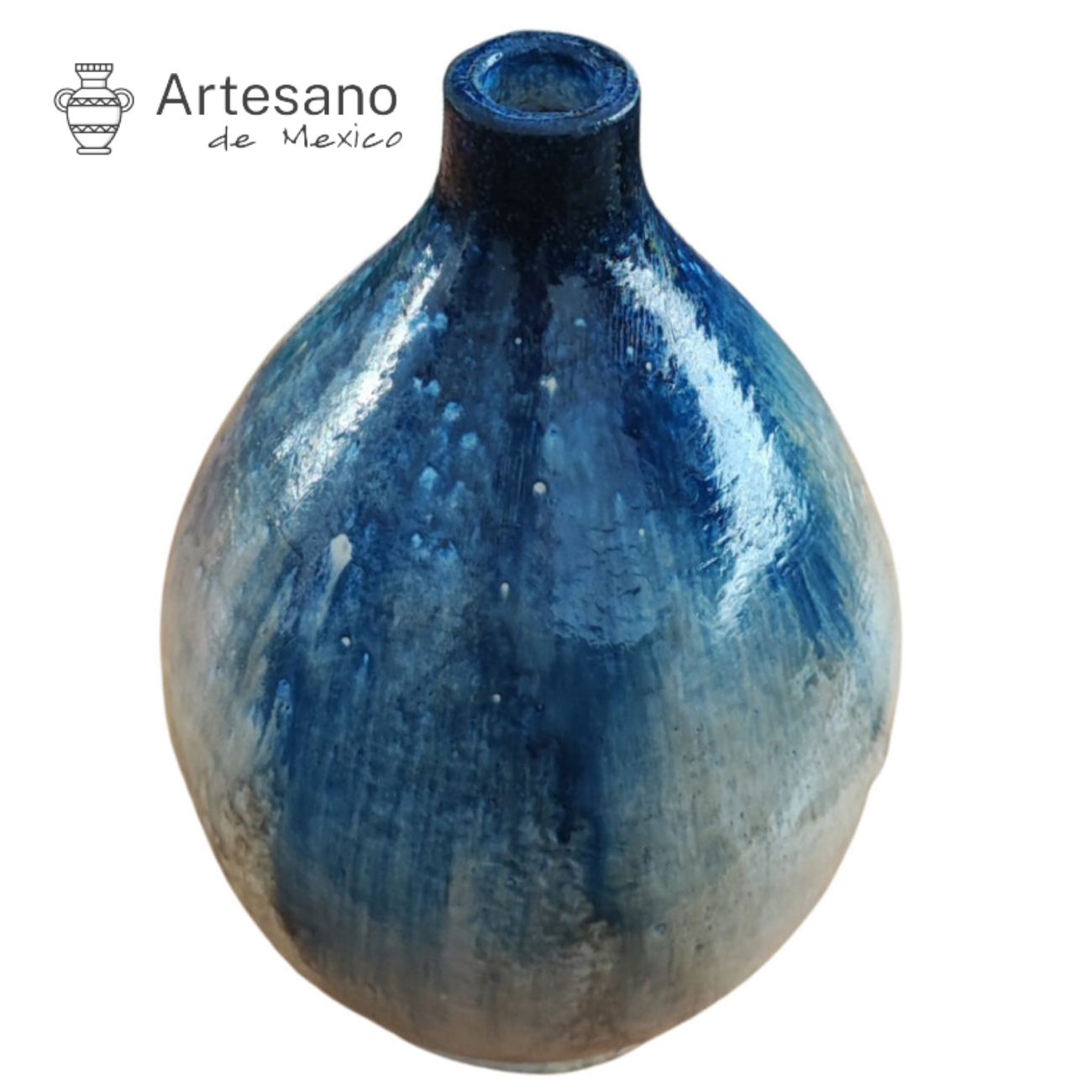 MEXICAN HAND-MADE STONE GLAZED TEARDROP VASE