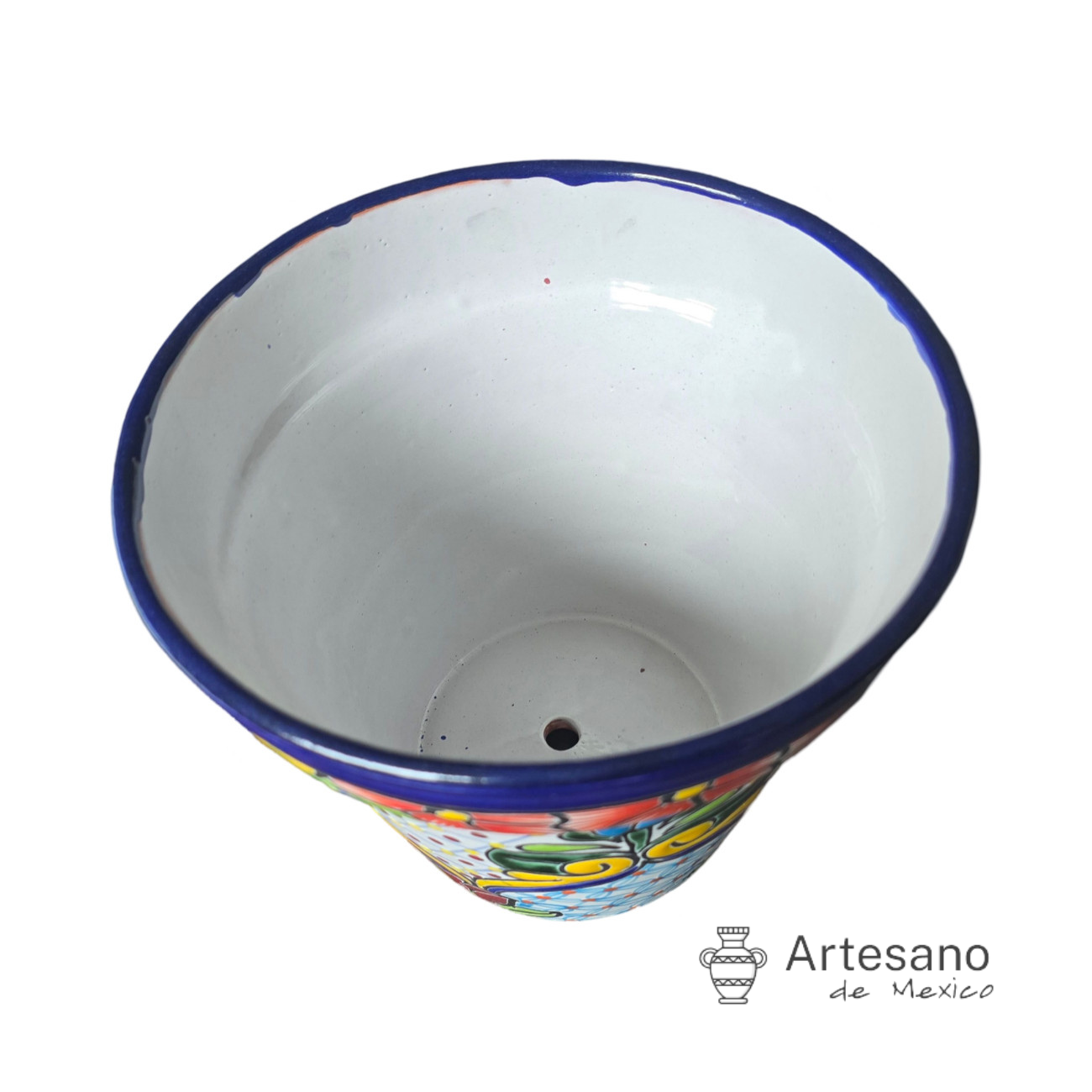 Talavera - style conica flower pot