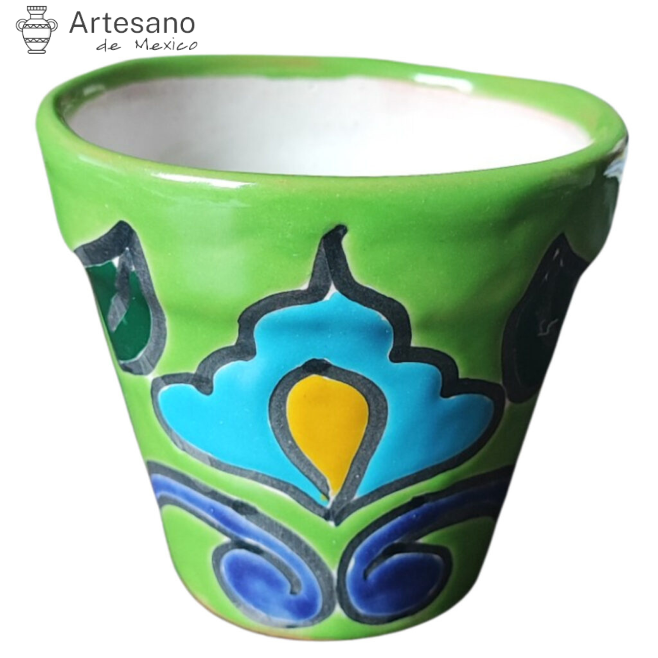 Talavera - style Round mini flower pot