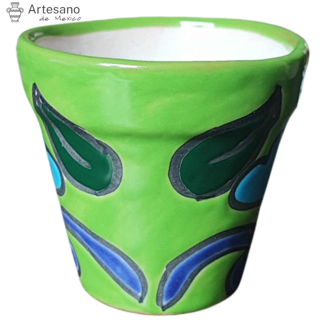 Talavera - style Round mini flower pot