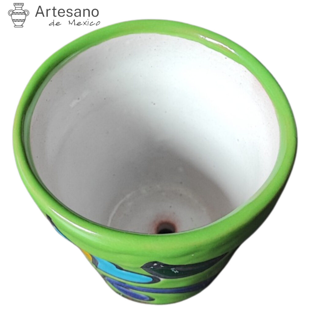 Talavera - style Round mini flower pot