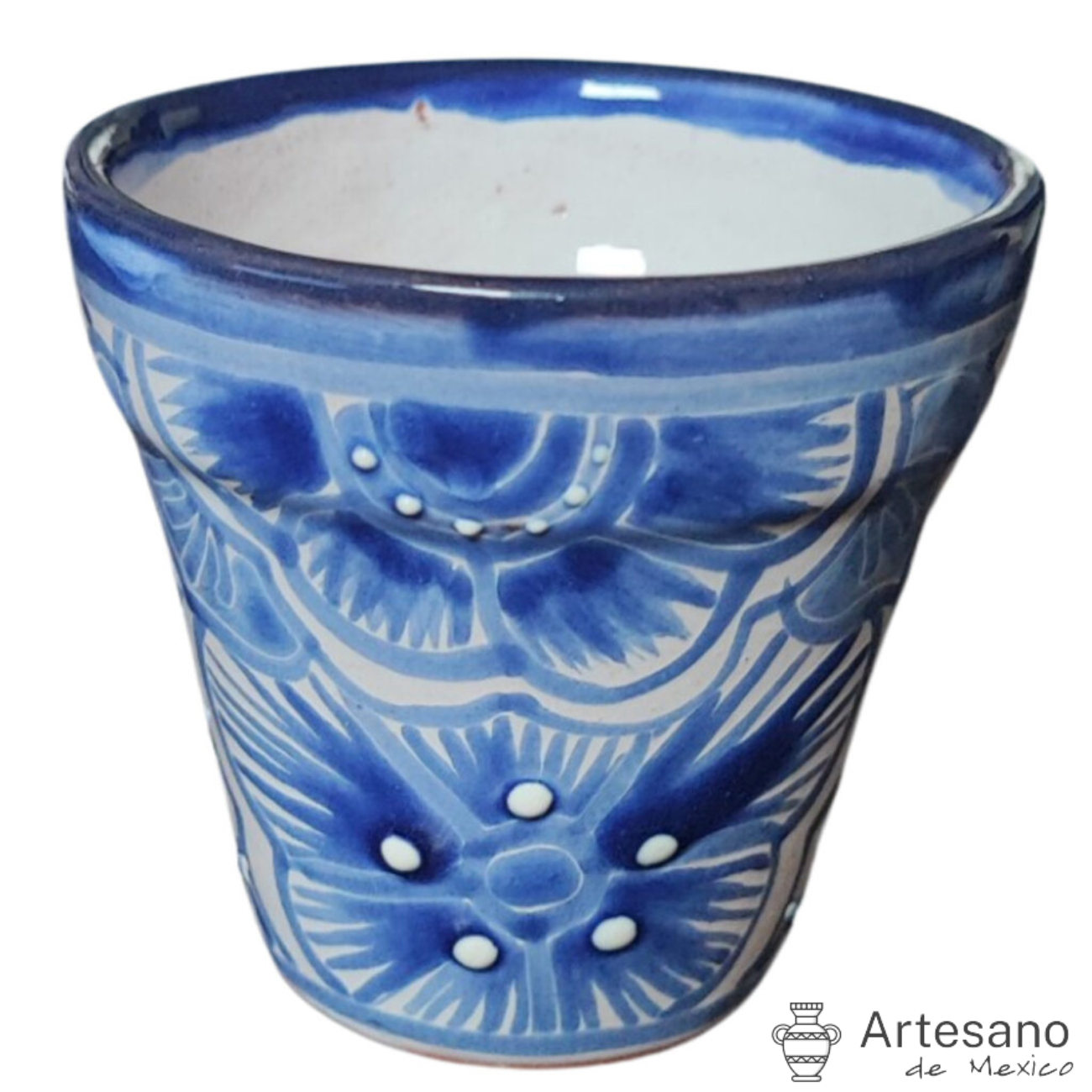 Talavera - style Round mini flower pot