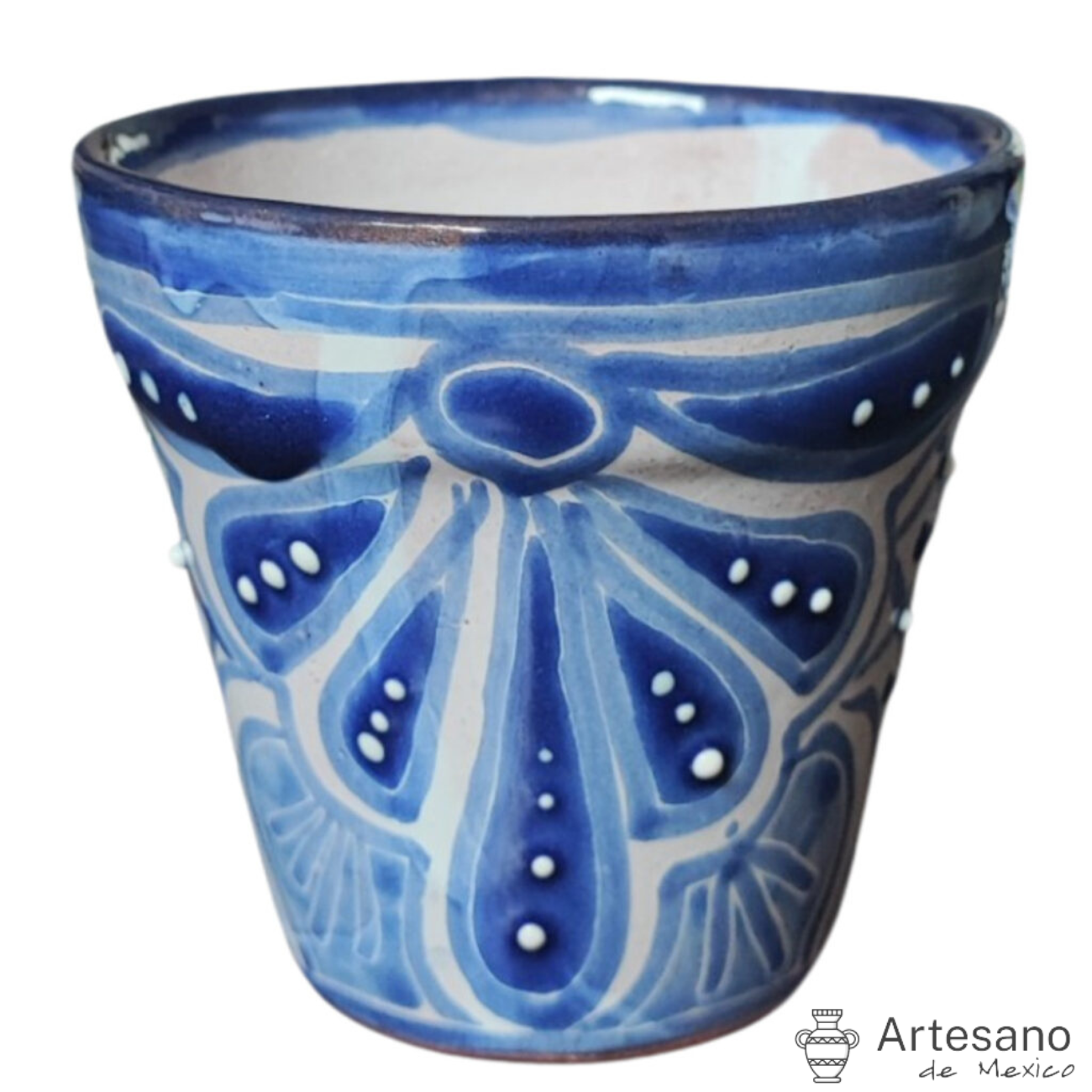 Talavera - style Round mini flower pot