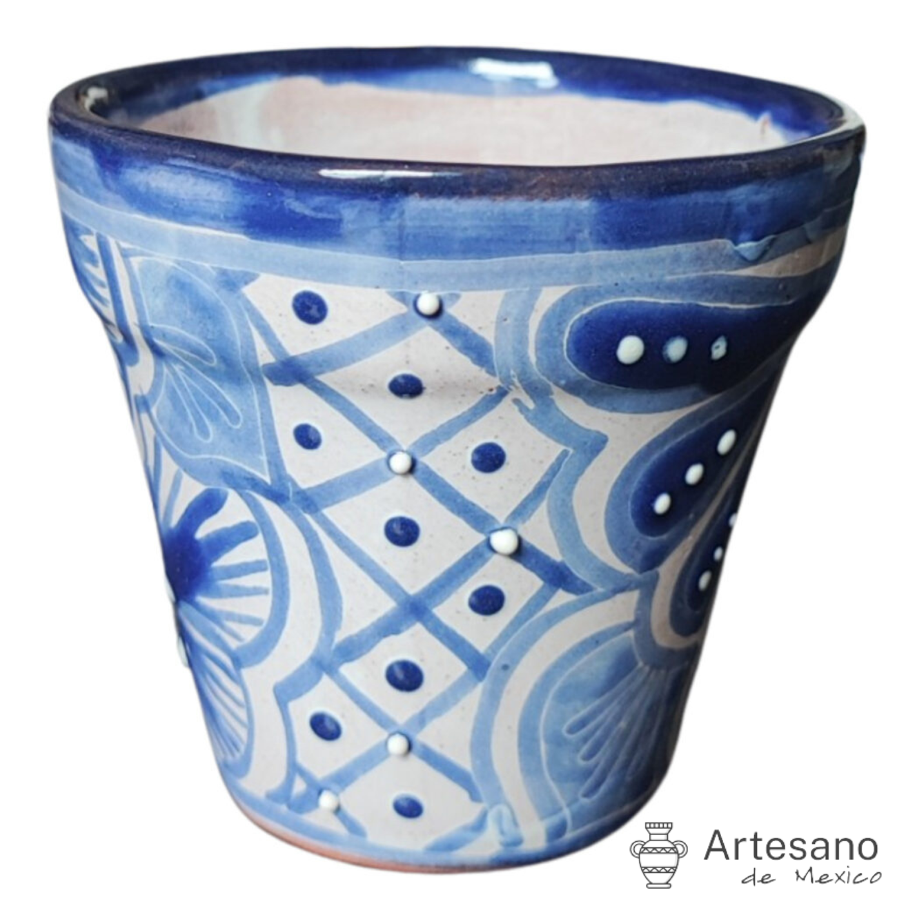Talavera - style Round mini flower pot