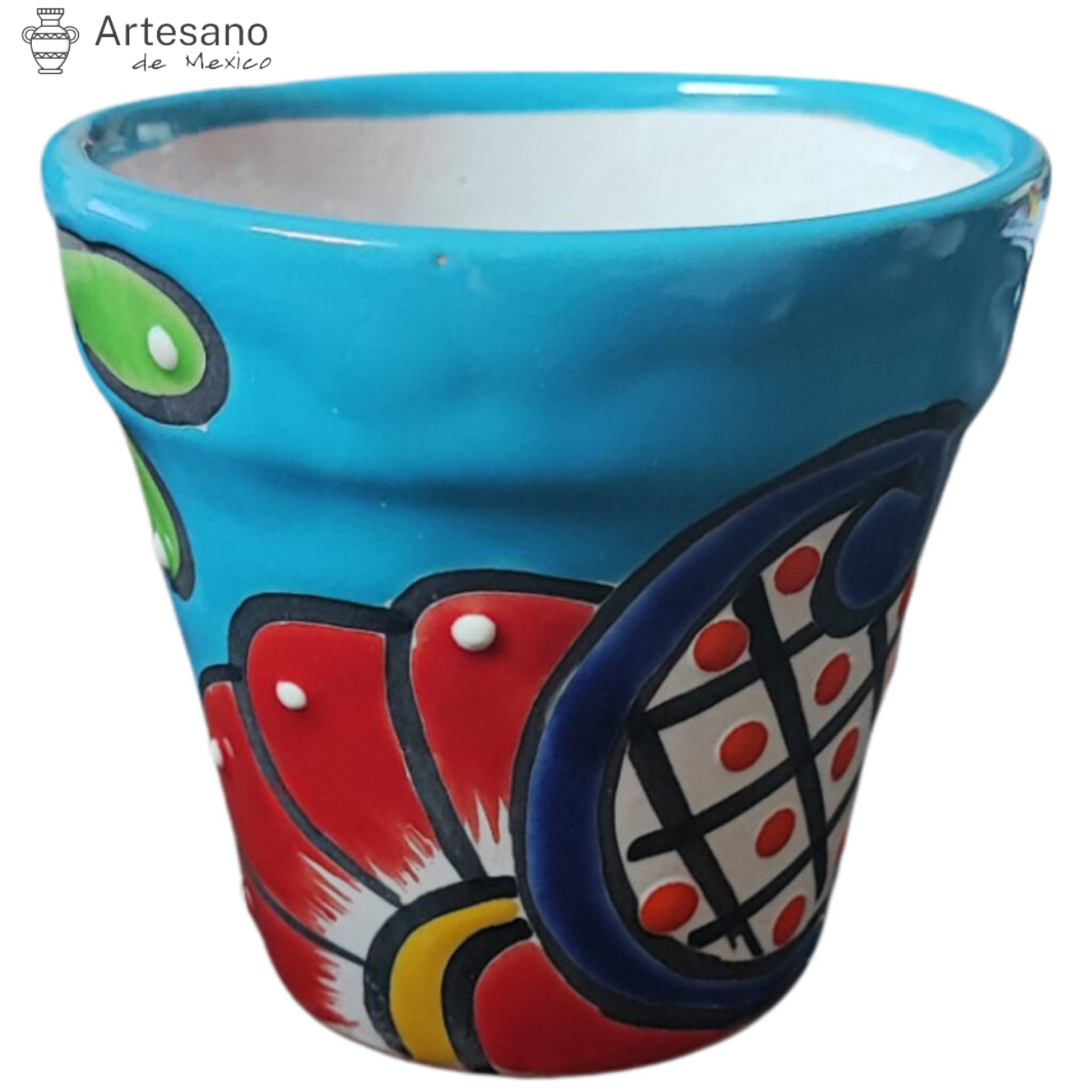 Talavera - style Round mini flower pot