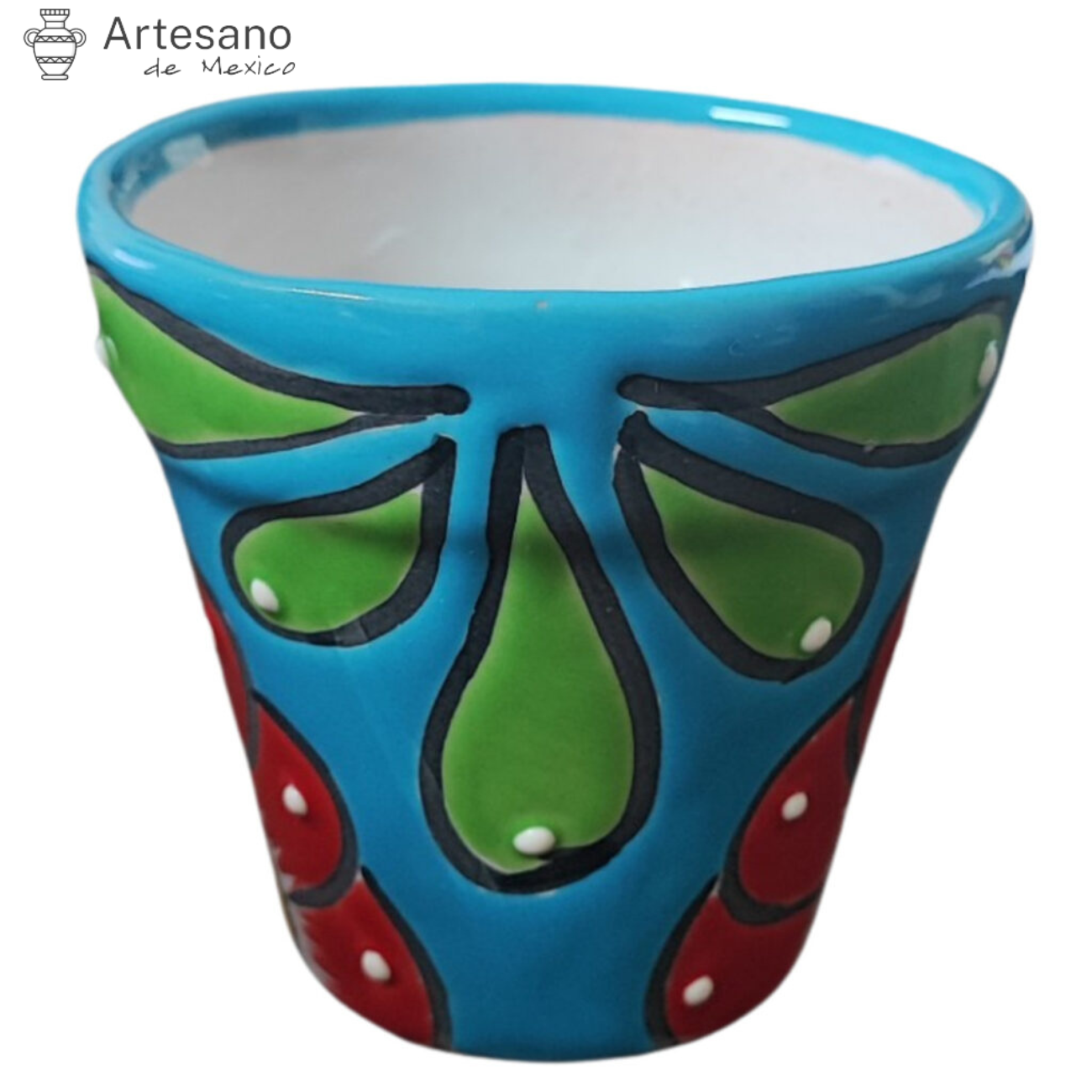 Talavera - style Round mini flower pot