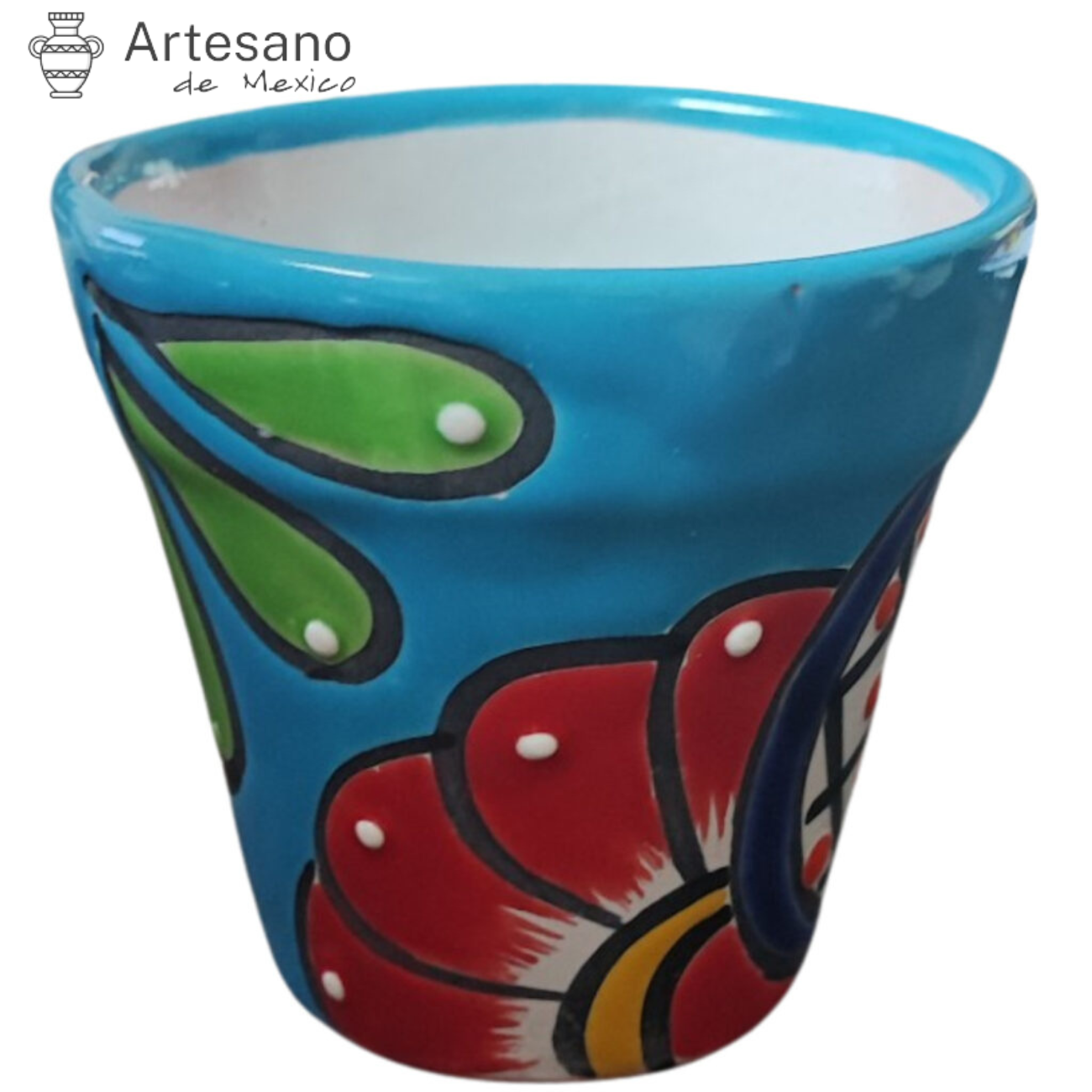 Talavera - style Round mini flower pot