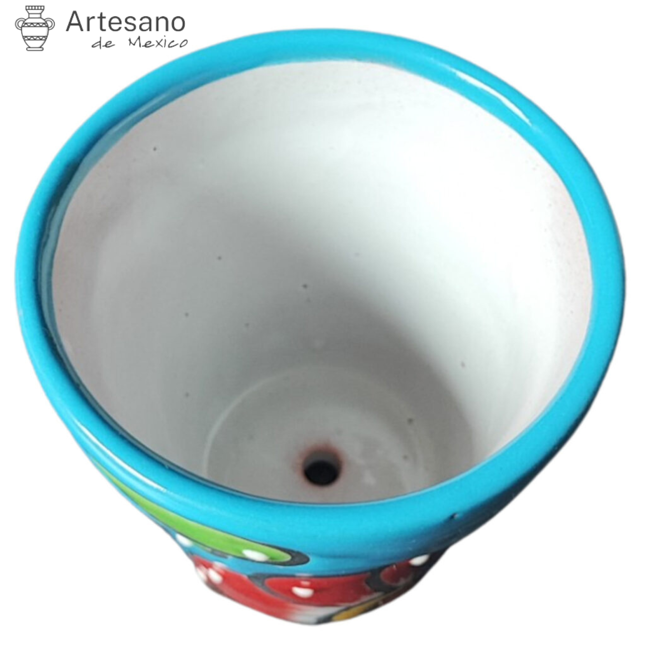 Talavera - style Round mini flower pot