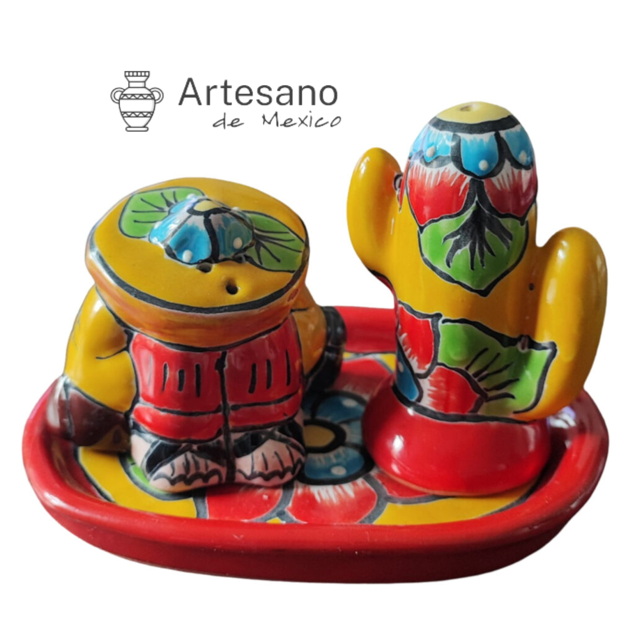 Talavera-style salt and pepper shaker set