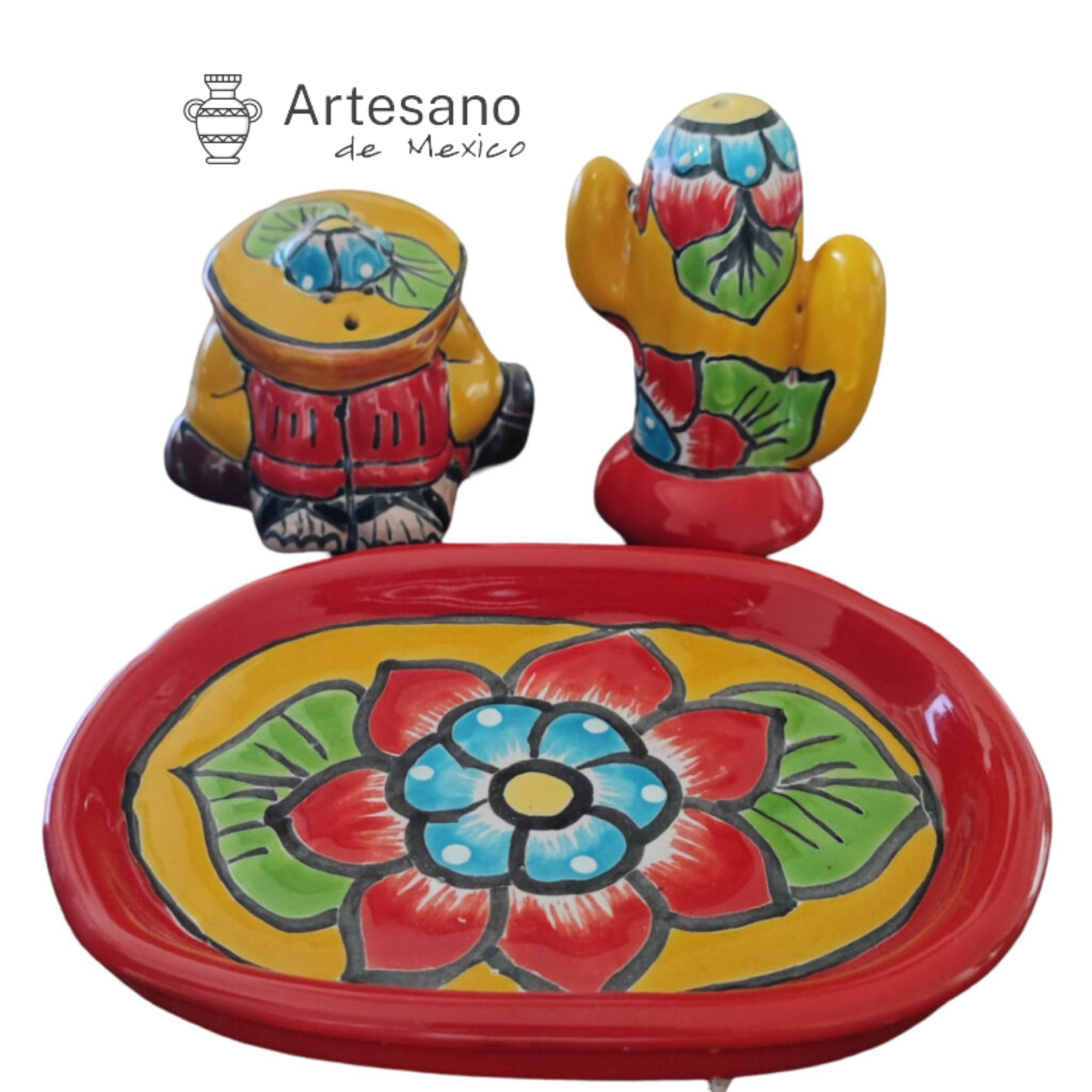 Talavera-style salt and pepper shaker set