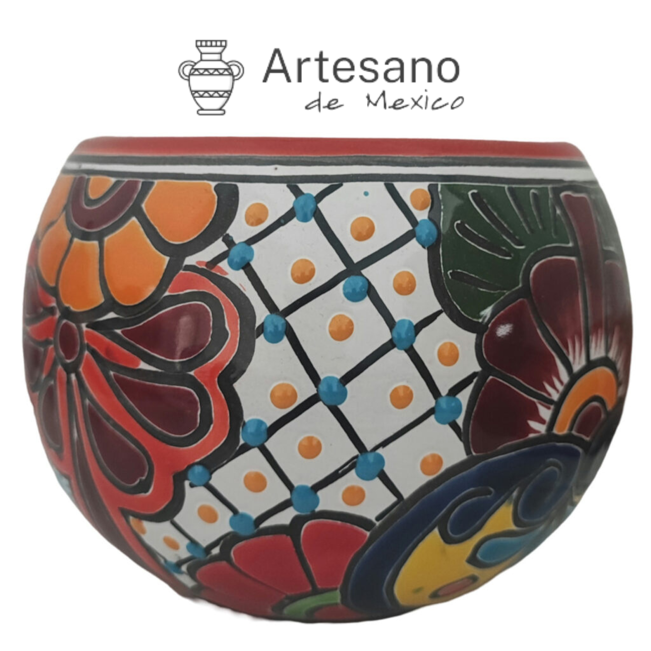 Talavera - style Hemisphere Shape Flower Pot