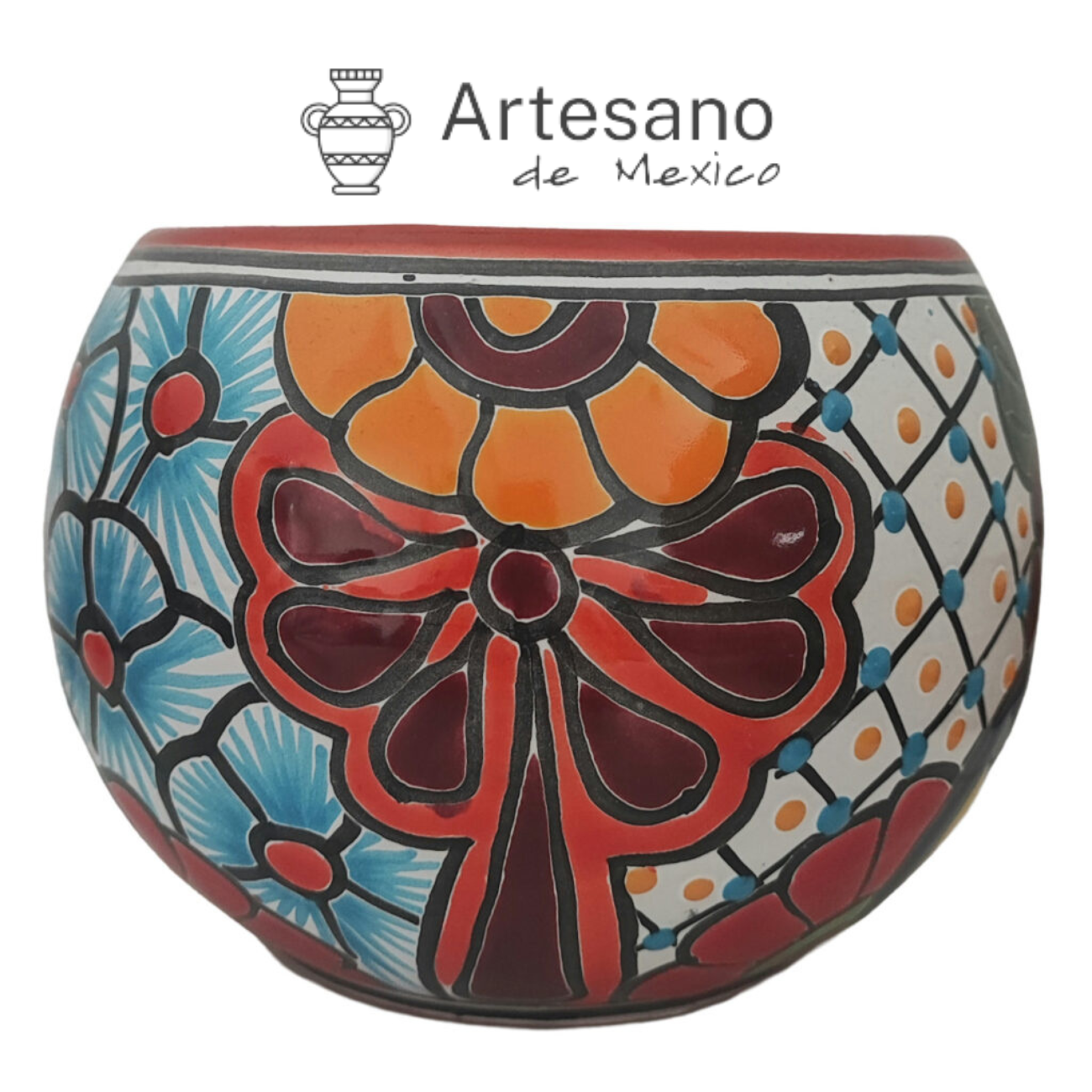 Talavera - style Hemisphere Shape Flower Pot
