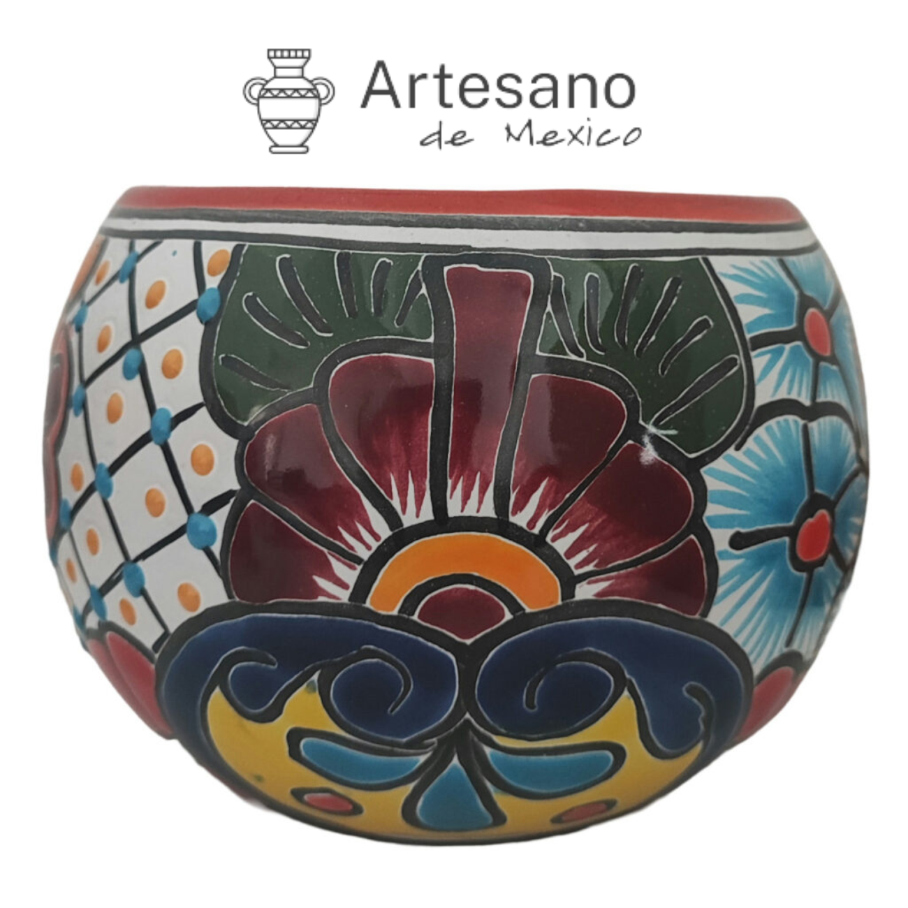 Talavera - style Hemisphere Shape Flower Pot