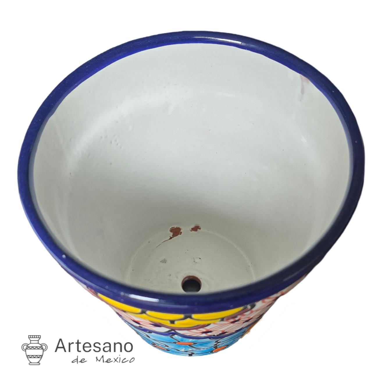 Talavera - style conica flower pot