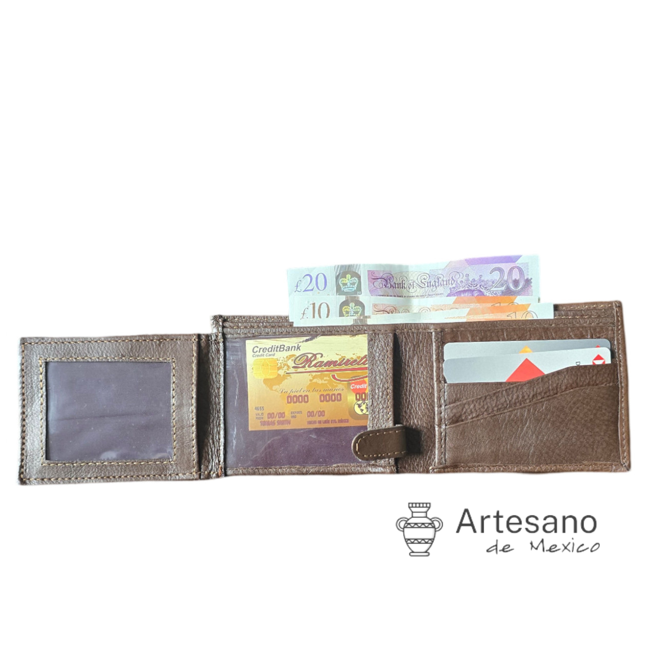 Authentic handmade brown leather wallet
