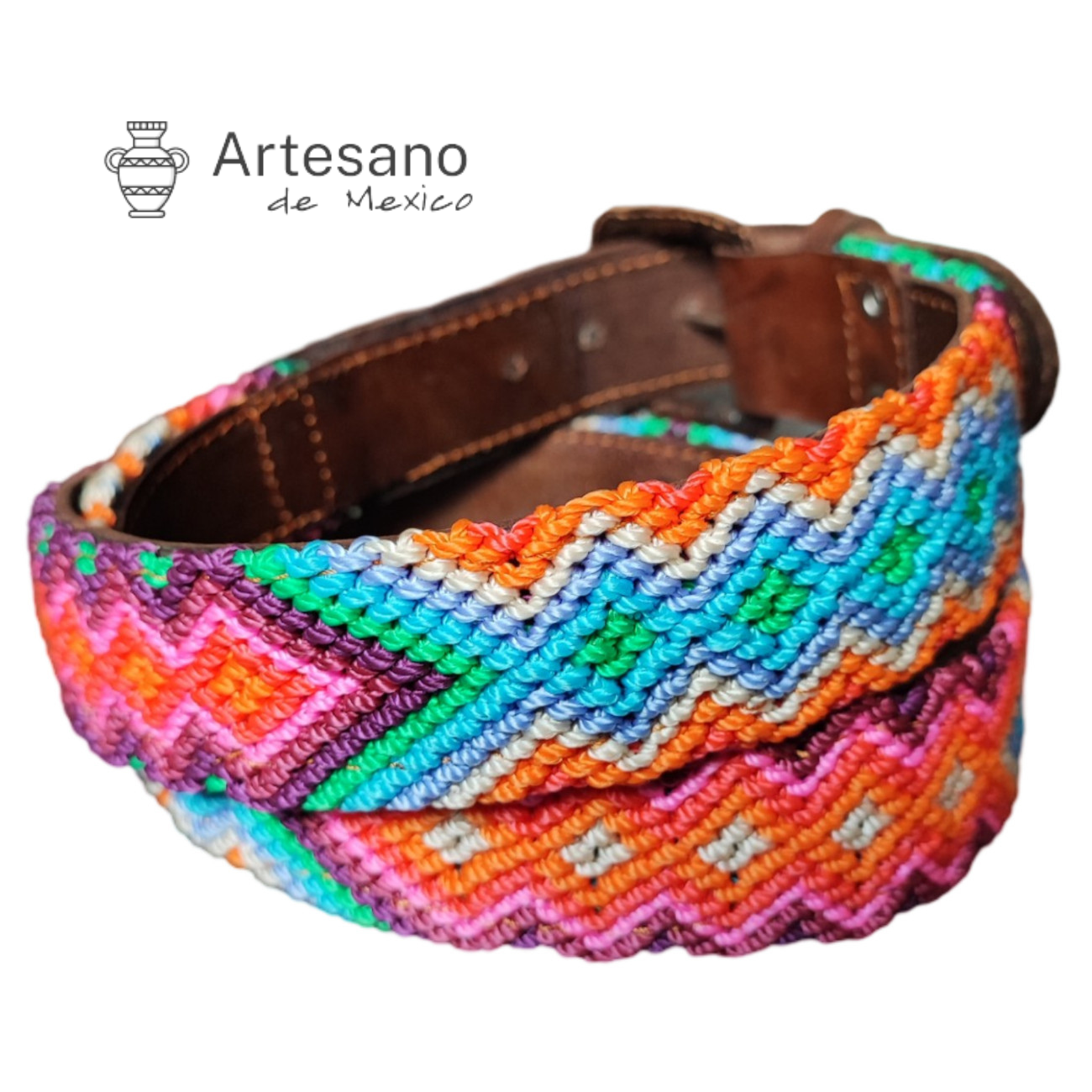 Authentic hand-woven leather waist belt